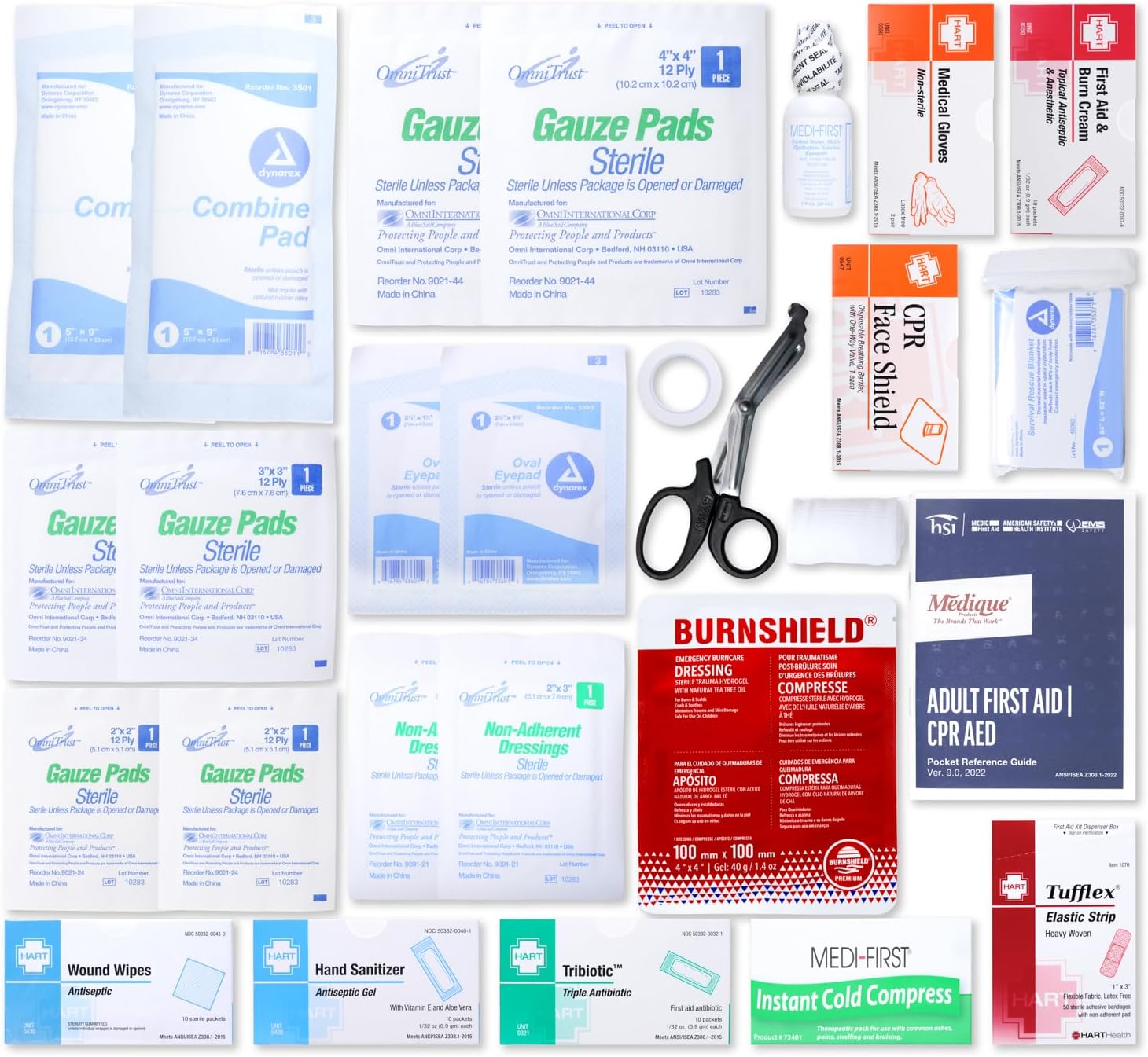 MFASCO OSHA Class A Plus First Aid Kit Metal Case - Wall-Mounted or Carried - Rubber Seal Gasket - ANSI & OSHA Type I, II, III & IV - Handles Cuts, Scrapes, Burns, CPR - Easy Refill - 25 Person