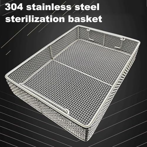 304 Stainless Steel Medical Sterilization Tray, Perforated Surgical Instrument Basket, 0.16in Mesh for Dental & Medical Use, Durable & Easy to Clean
