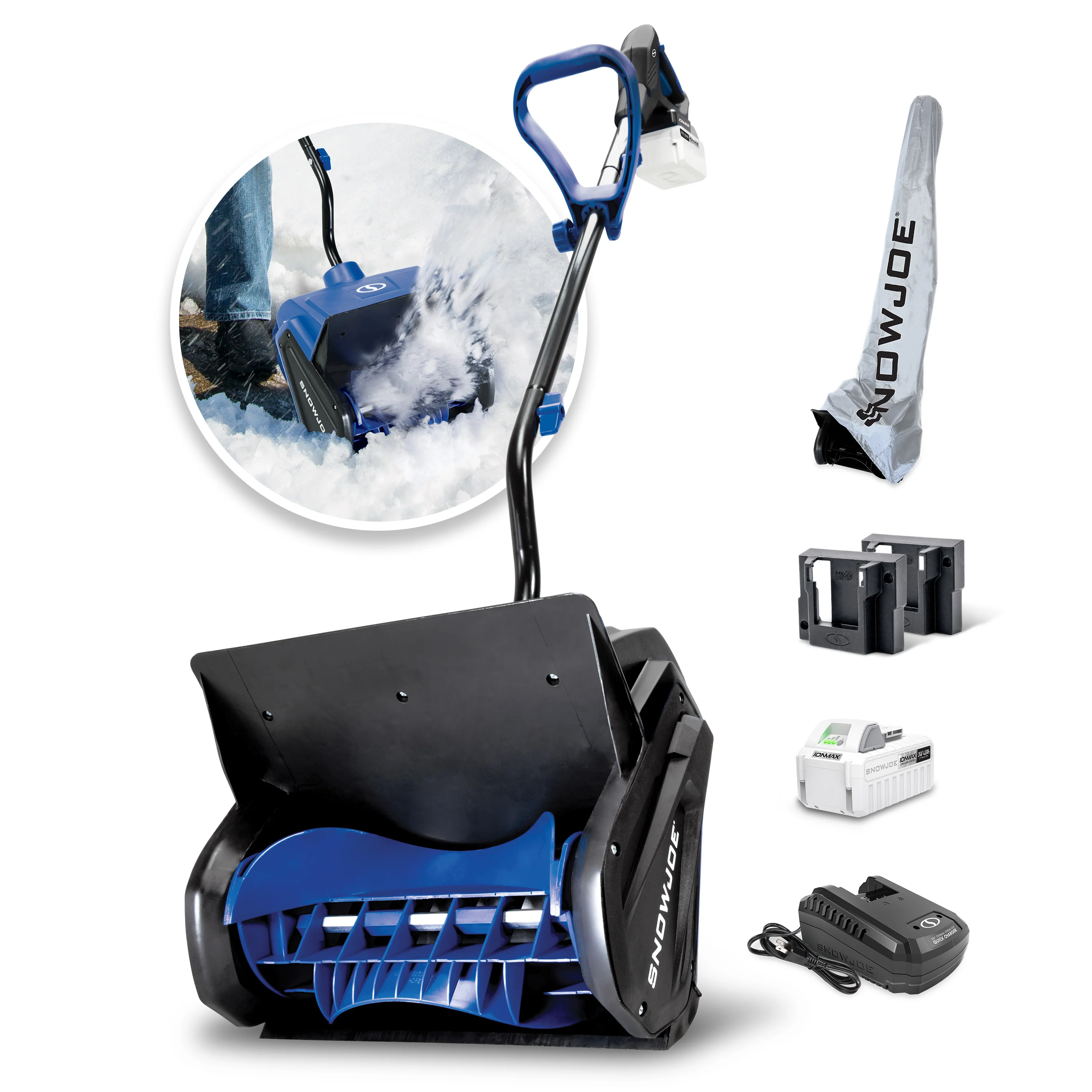 Snow Joe 24V-SS13-MAX 24-Volt* IONMAX Cordless Snow Shovel Bundle | W/ 4.0-Ah Battery, Charger, Battery Holder, and Cover