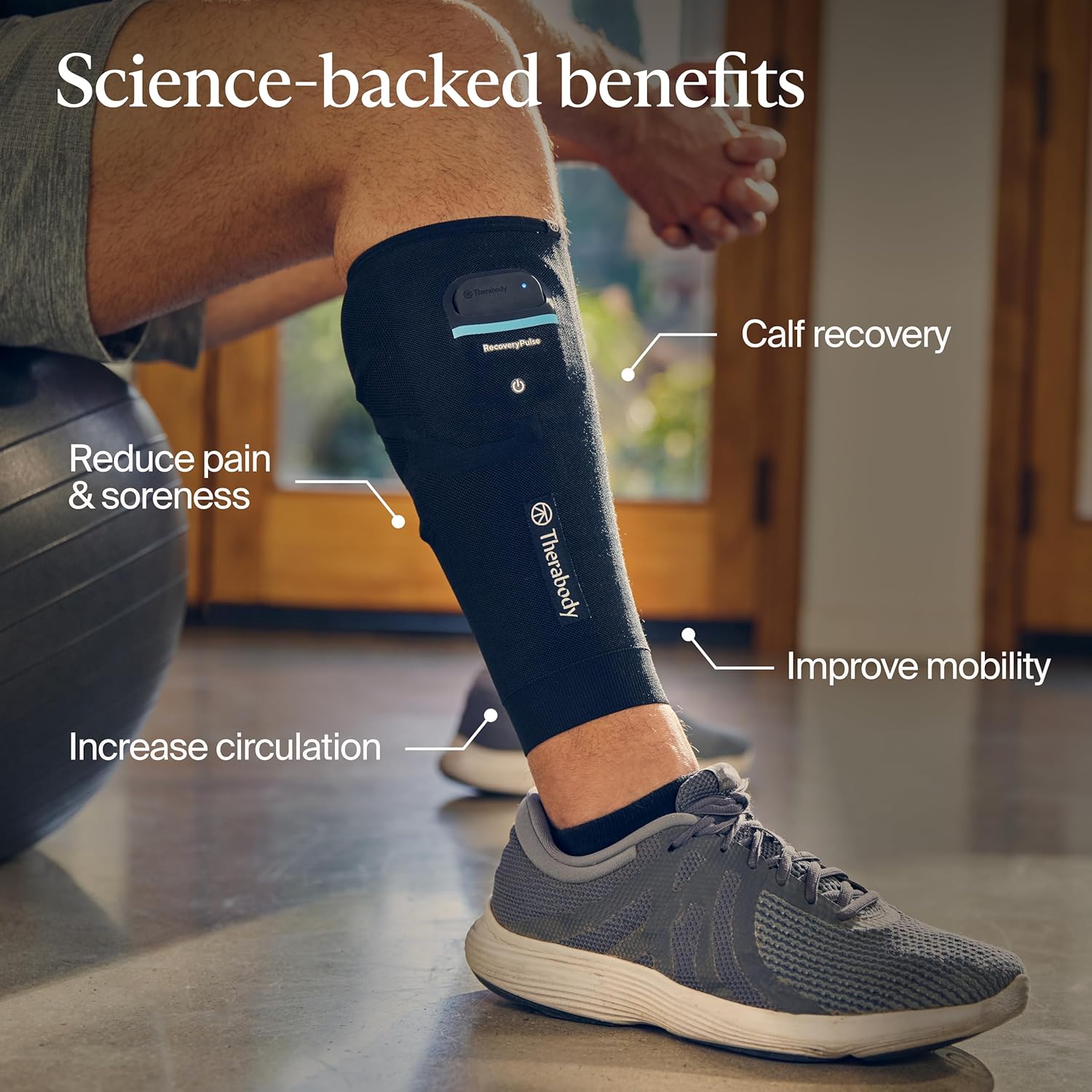 Therabody RecoveryPulse Calf - Compression and Vibration Sleeve for On The Go Relief, Reduce Soreness and Pain in Lower Legs, Increase Flexibility (Extra Large)