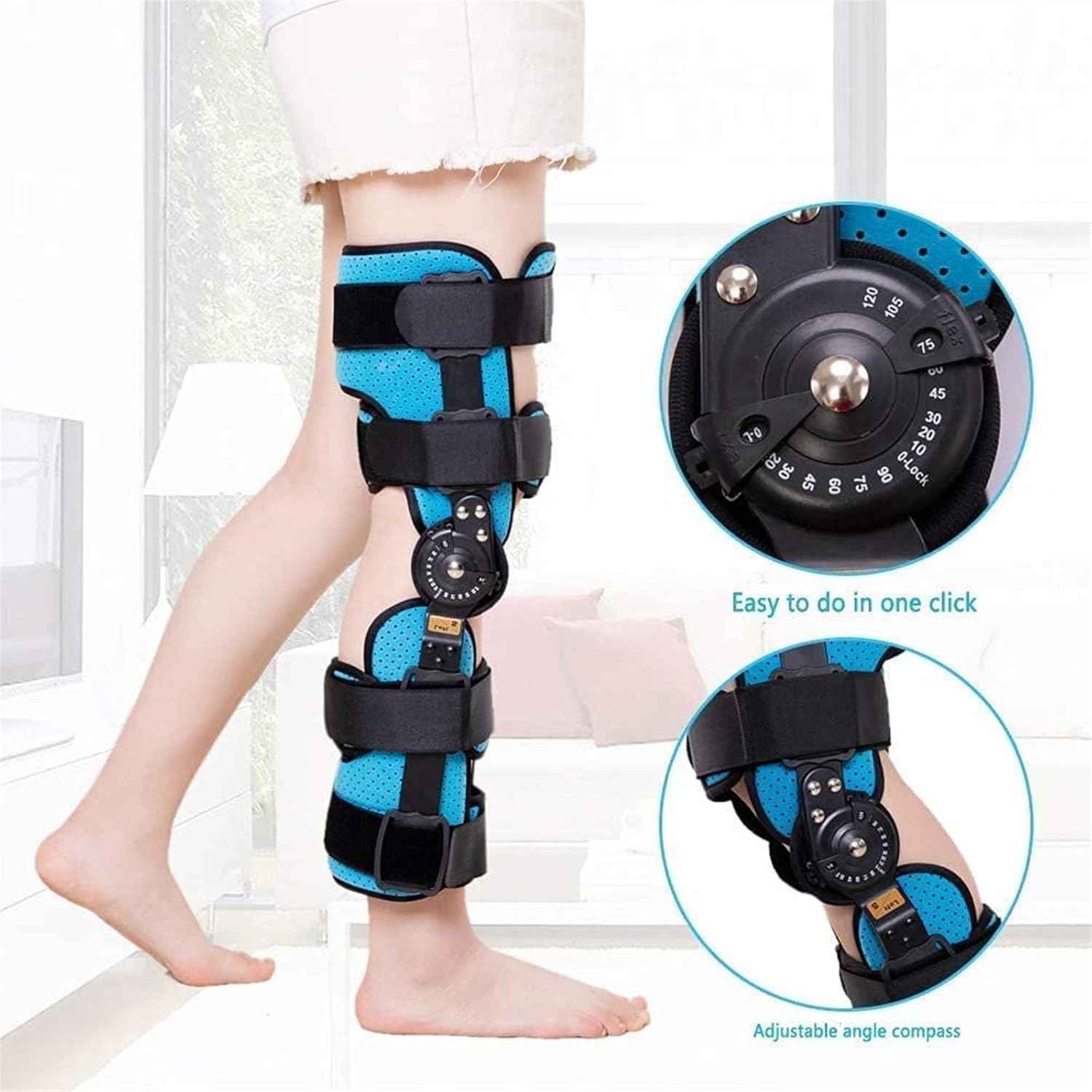 Hinged Knee Support Brace Knee ROM Brace Injury Orthosis Immobilizer,Adjustable Hinged Knee Brace Splint Stabilizer ROM Knee Support for Acl Arthritis Meniscus Tear Ligament Injur(Left-S