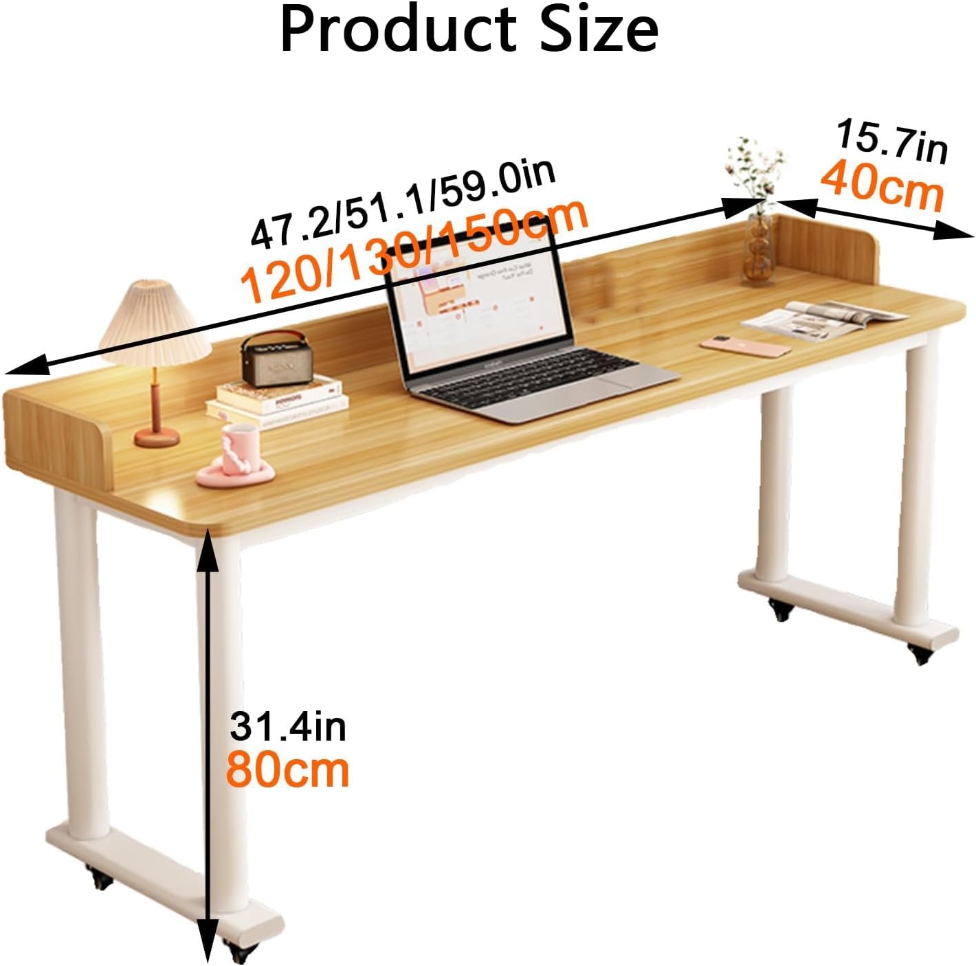Overbed Table with Swivel Wheels, Portable Bedside Table, Rolling Medical Cross Bed Desk King Size, Standing Workstation Laptop Cart,Gray + White Without baffle-47.2”/120cm