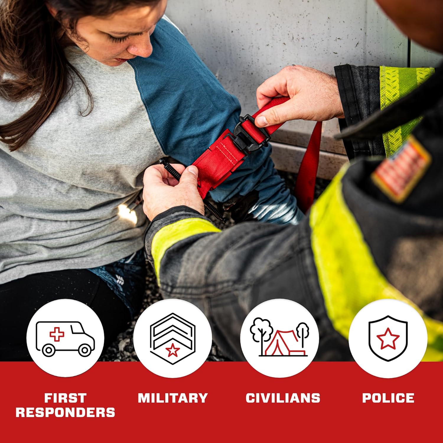 TacMed Solutions Stop The Bleed Kit – Basic Bleeding Control Black Nylon Pouch, Compact, Easy-to-Use Hemorrhage Control Kit, Emergency First Aid with Tourniquet and Emergency Bandage