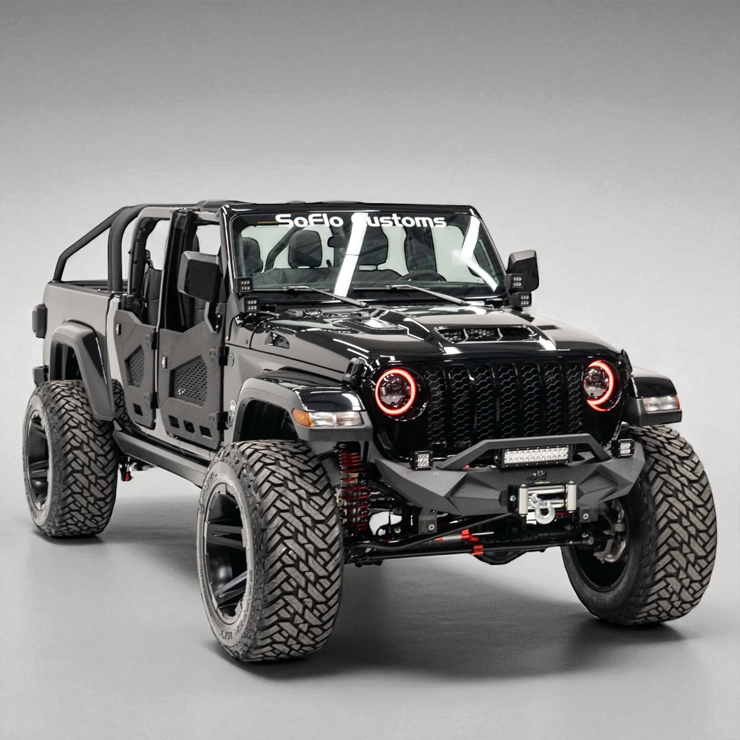 Jeep Gladiator Front Bumper Stubby 2020-2026 with Cube Lights and Light Bar