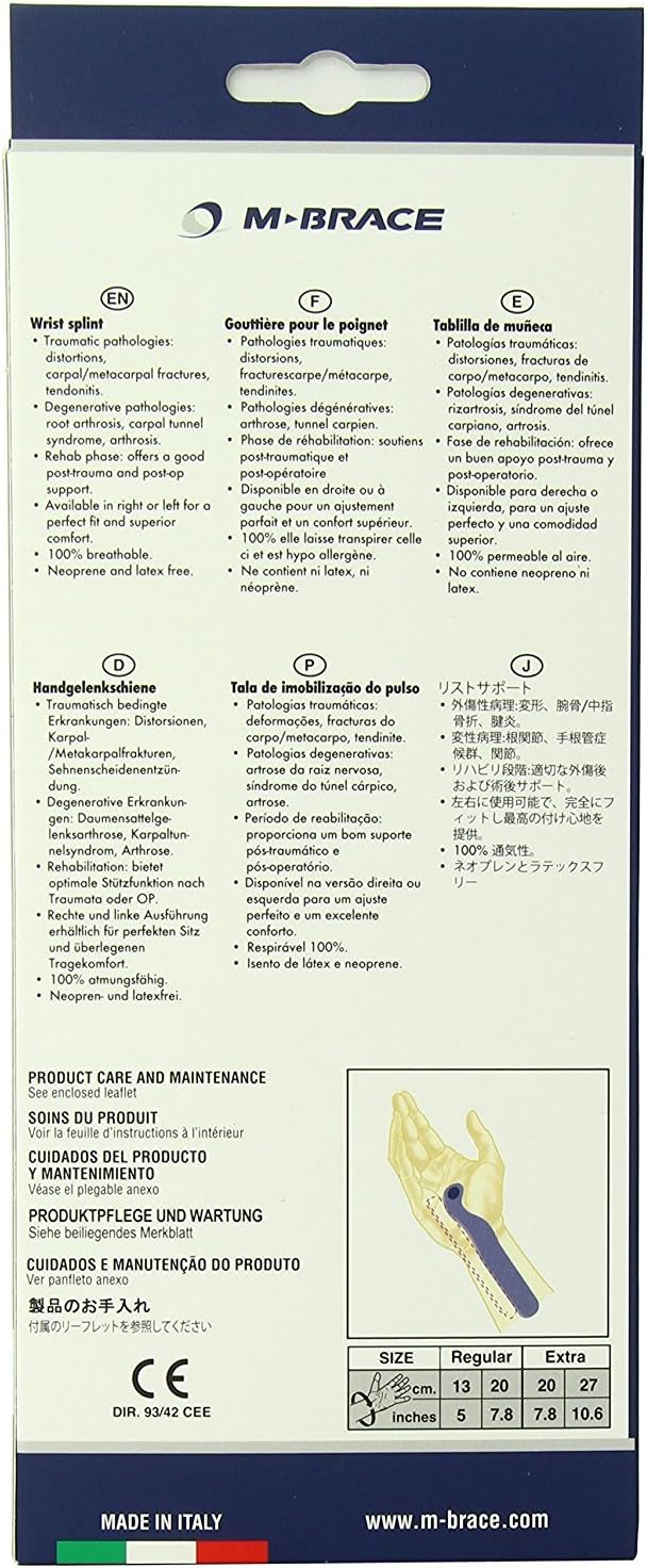 Wrist Splint, Black, Right Extra, Black, Carpal Tunnel Relief Brace Mbrace Air, Wrist Wraps, Wrist Bands, Wrist Support, Wrist Splint Easily Adjustable for Perfect Tension, Breathable