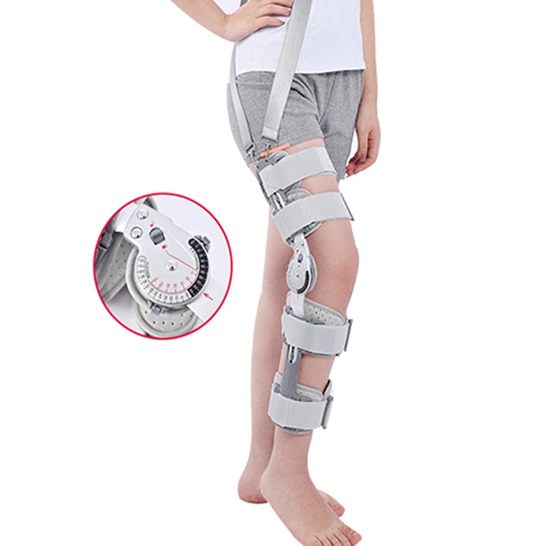 Adjustable Stabilizing Hinged Knee Brace with Strap, Post Op Patella Brace Support, for Acl/Pcl, Ligament Injured and Fractured, Universal Size(