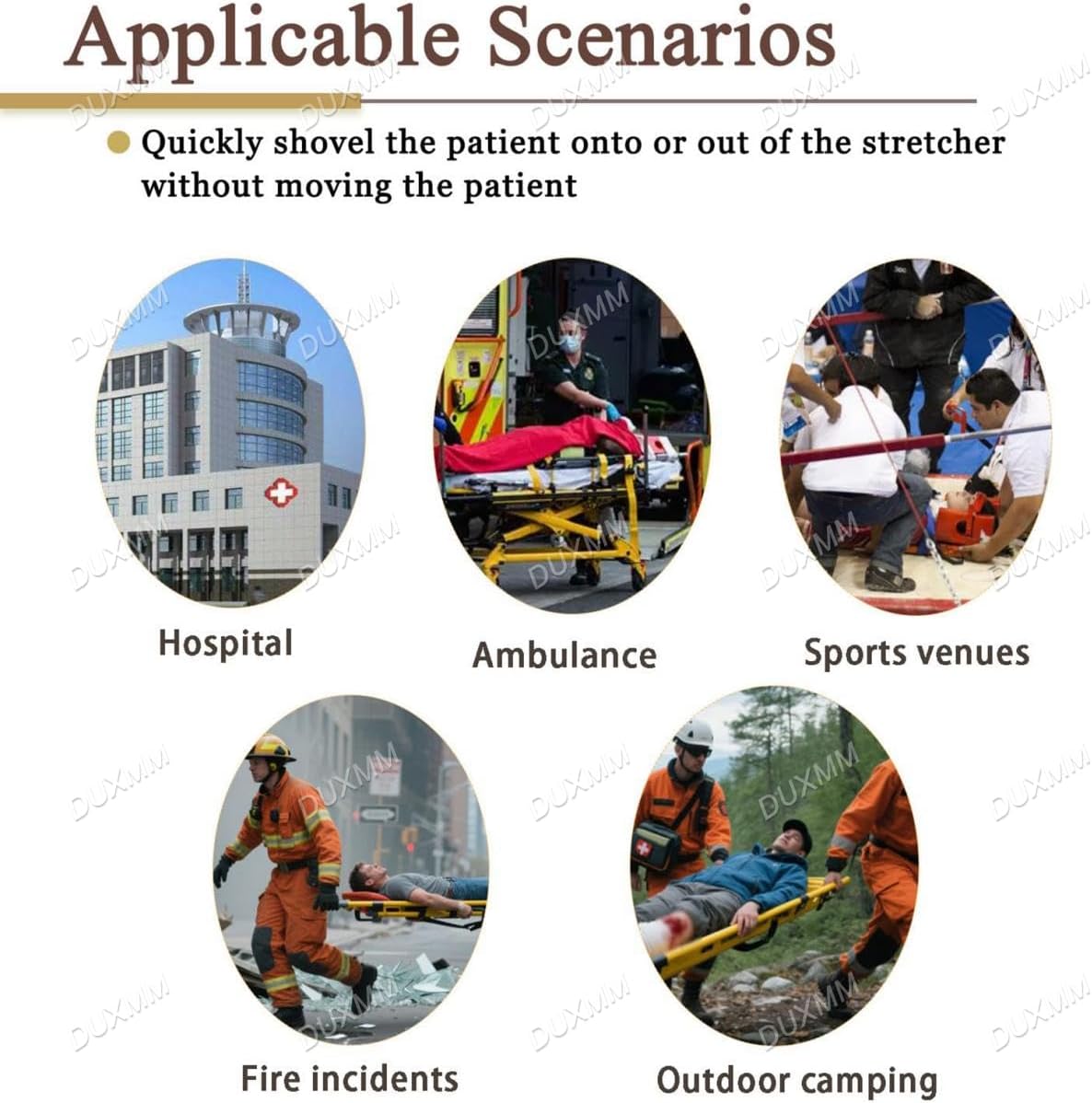 Emergency Scoop Stretcher Bundle - Medical EMT Backboard Immobilization Spine Board for Ambulance & Fire Rescue - Durable, Lightweight, Easy to Use