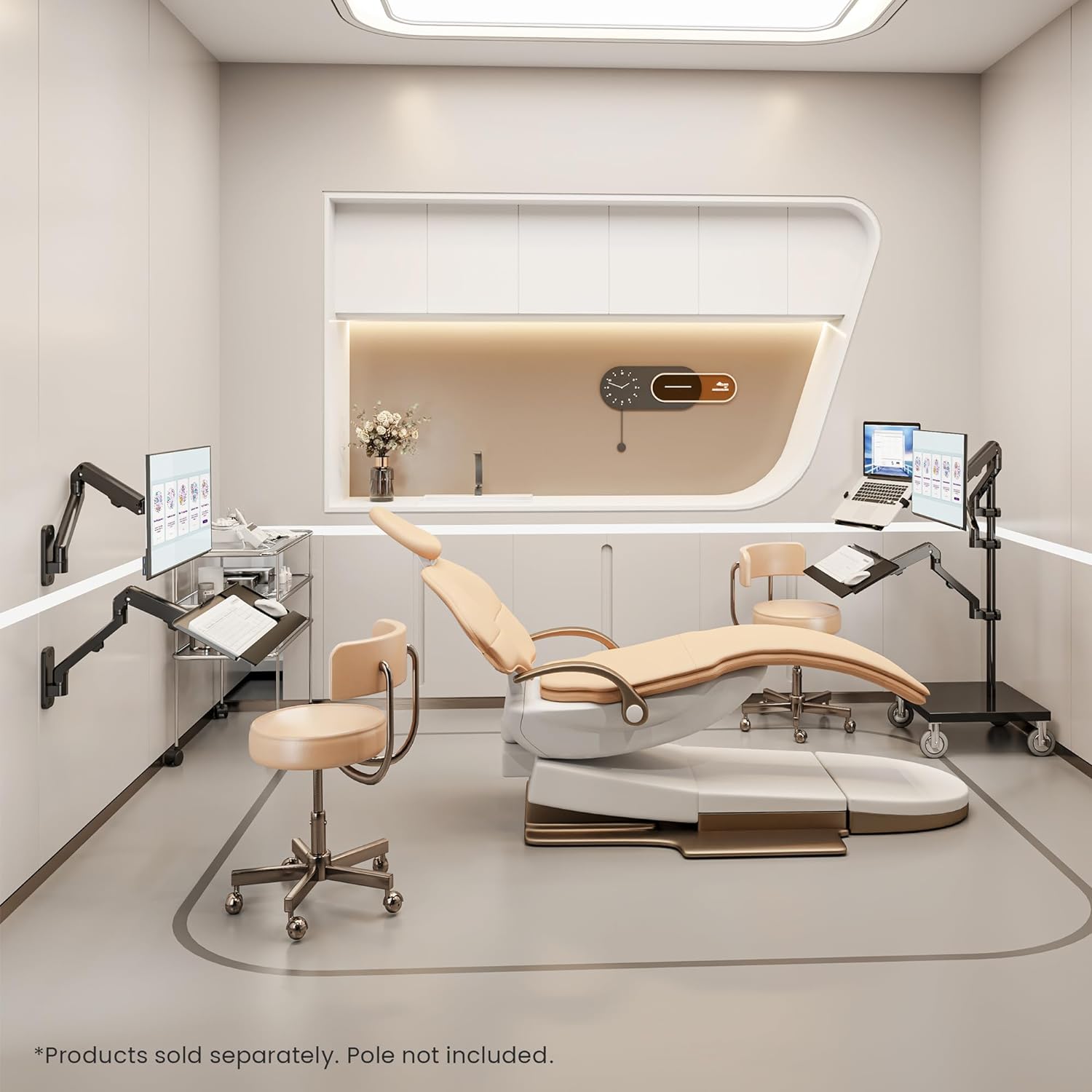 Mount-It! Keyboard Wall Mount with Pole Option, Adjustable Keyboard and Mouse Tray with Spring Arm, Full Motion Swivel Tilt Extension, Ergonomic Workstation for Medical, Office, and Sim Racing