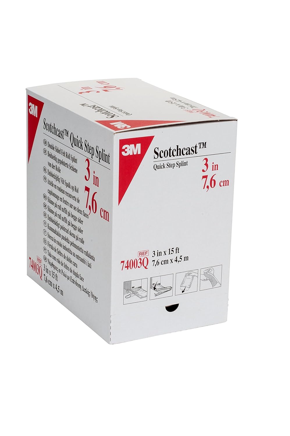 3M 74003Q Scotchcast Quick Step Double Sided Felt Roll Splint, 3