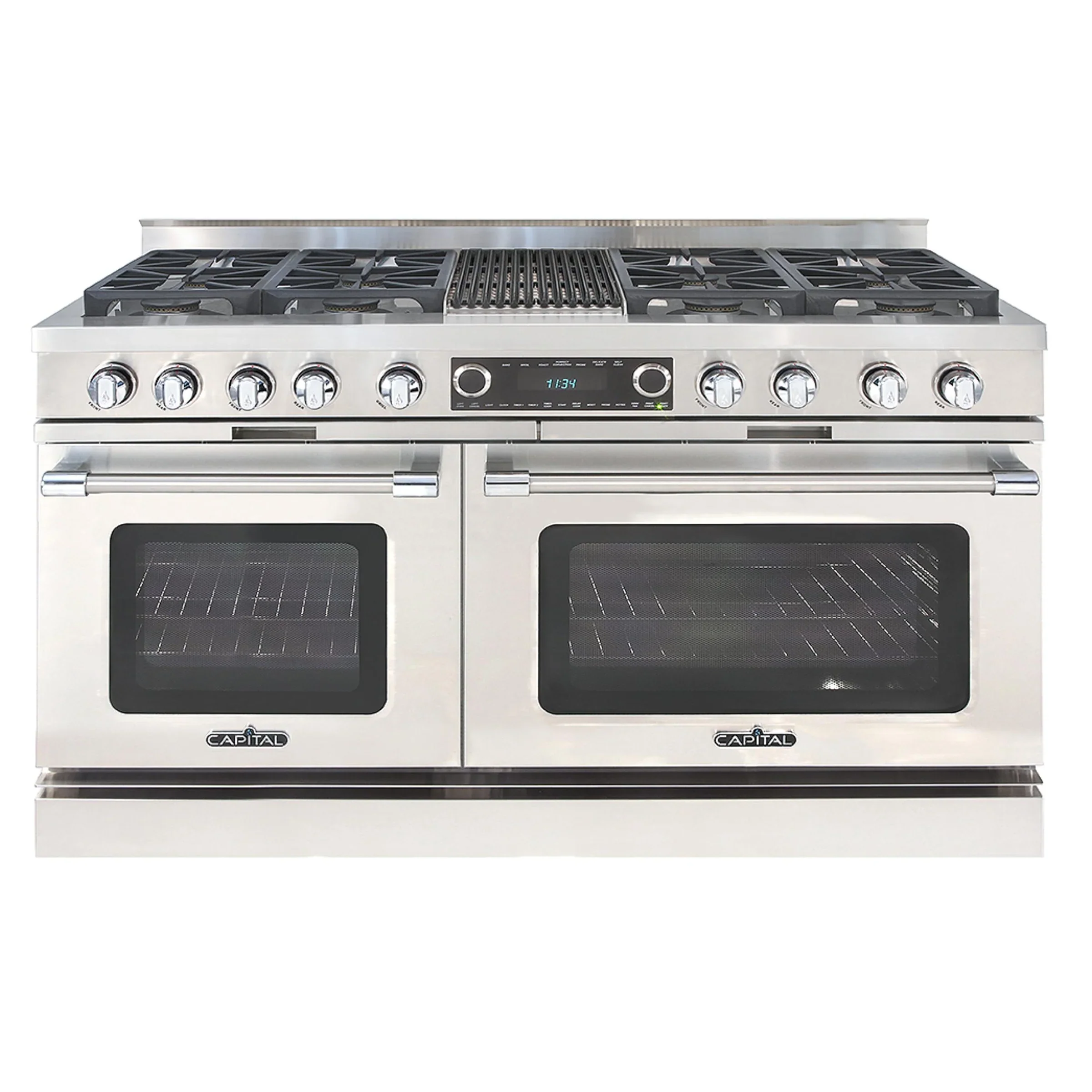 Capital 60-Inch Grand Chef Dual Fuel Range in Stainless Steel with 8 Sealed Burners & Grill (CSB604B4)