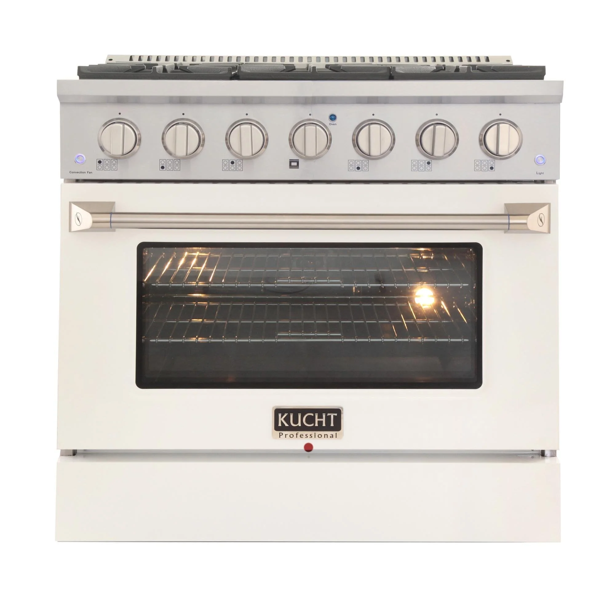 Kucht 36-Inch Propane Gas Range with Sealed Burners & 5.2 Cu. Ft. Convection Oven in White (KNG361/LP-W)