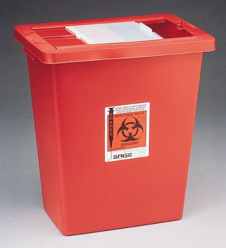 12 Gallon Sharps Container - Red with Hinge (10 per case)