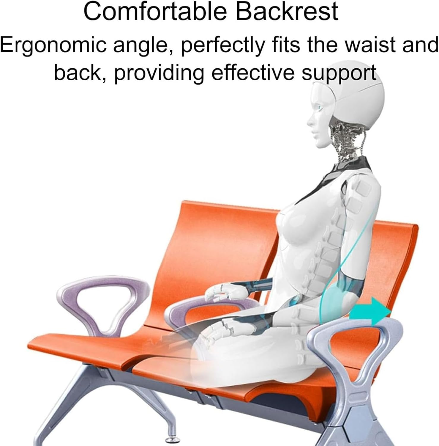 3Seat Waiting Room Bench with 4 Armrestsleather Office Furniture Modern Lobby Chairs Conference Reception Seating for Airport Clinic Hospital Bank (Rple)