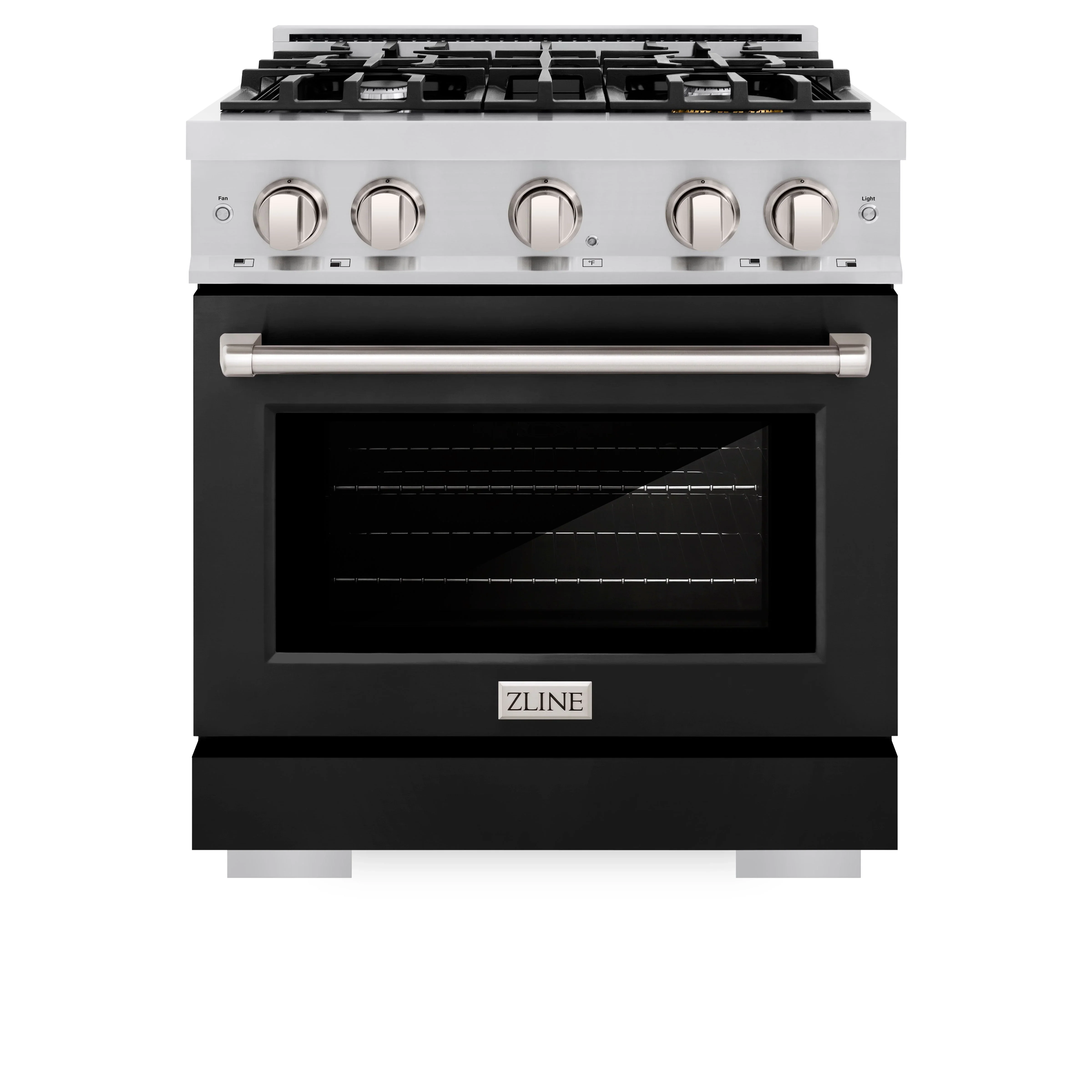 ZLINE 30-Inch Select Series Gas Range with 4 Gas Burner Cooktop and 4.2 Cu. Ft. Gas Convection Oven in Stainless Steel with Black Matte Door (HGR-BLM-30)