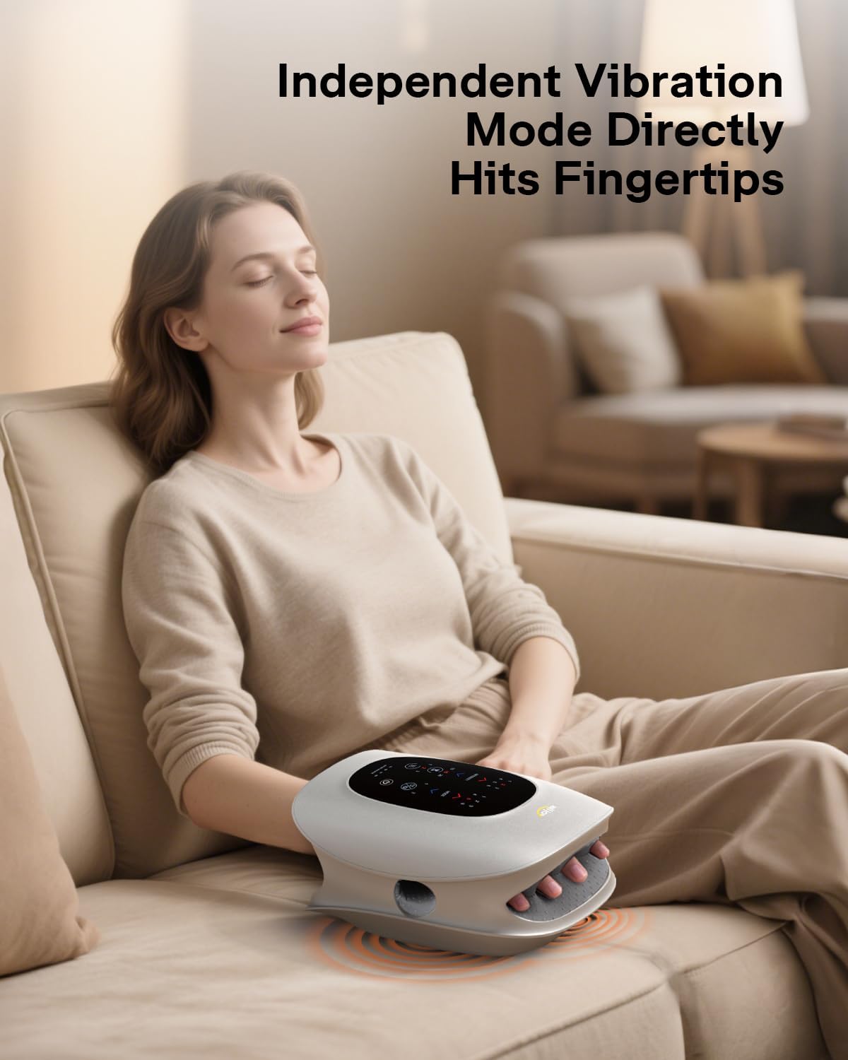 ALLJOY Hand Massager with Heat and Compression, Knuckle Stretching and Hand Massage, 6 Modes 6 Intensities 3 Heat for Arthritis and Carpal Tunnel Relief, Gifts for Women Men(Champagne)