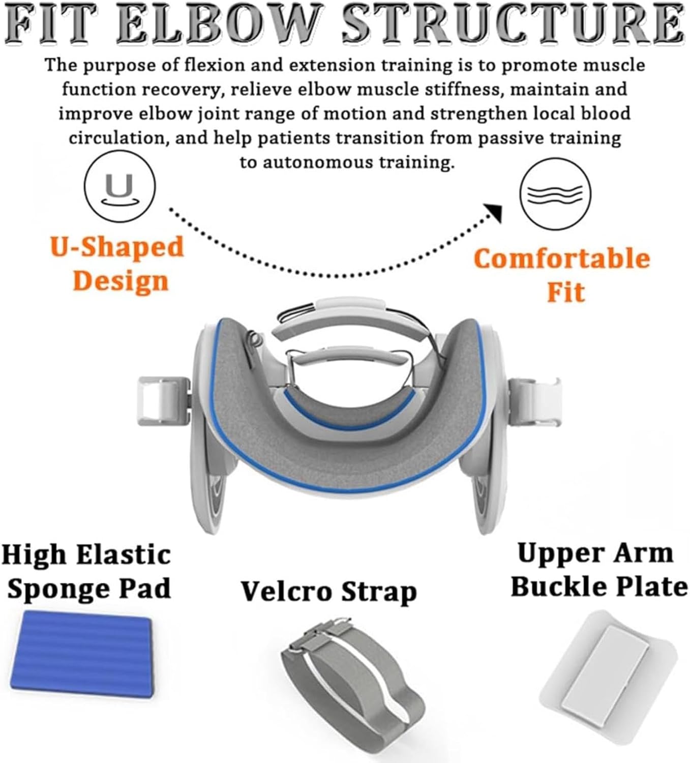 Elbow Joint Rehabilitation Device, Brace Elbow Brace Arm Exerciser, with Air Bag Pressurization and Angle Dial, Adjustable -15° to 150° Angle, For Stroke, hemiplegia, arm stiffnes