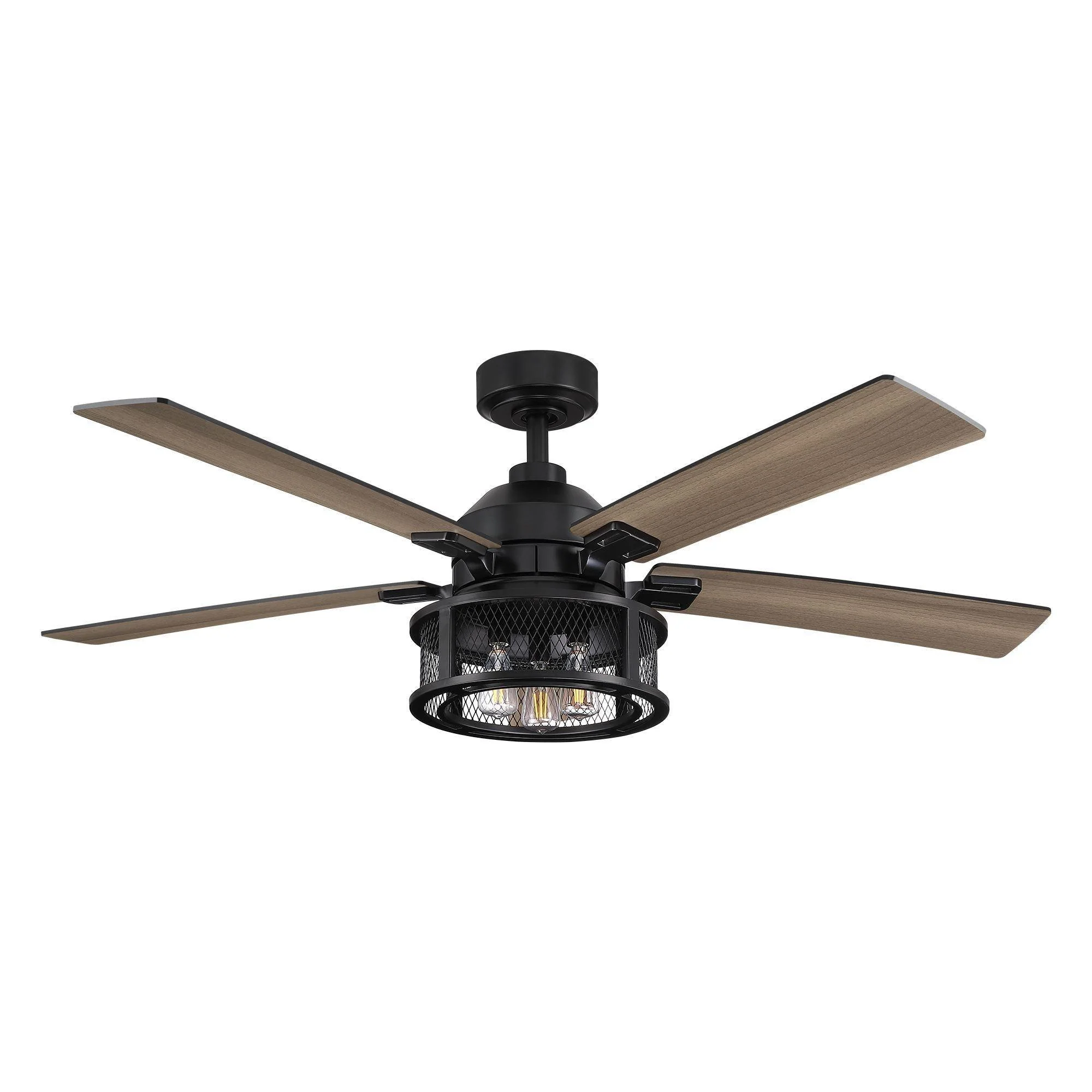Parrot Uncle 52-Inch Lucknow Industrial Black Reversible Ceiling Fan with Lighting and Remote Control