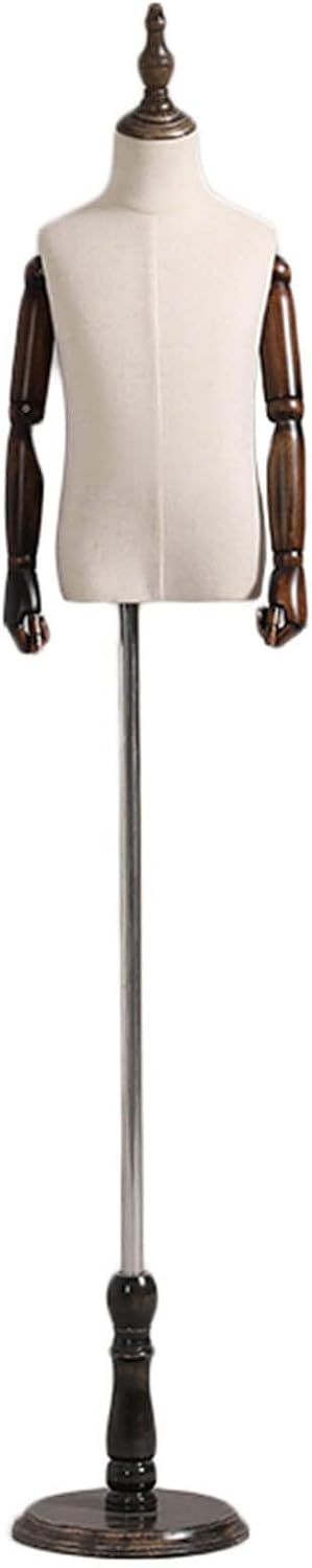 Mannequin with Arms & Stand, Dress Form Manikin with Wood Base, Garment Skirt Display Support Mannequin Torso Model Stand for Children Kids Beautiful Scenery (OneColor-8 Years Old