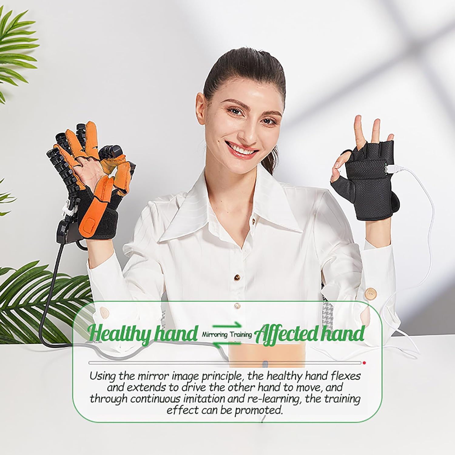 Rehabilitation Robot Gloves, Robot Hand Stroke Glove Finger Trainer for Elderly People, Finger Straightening Splints for Hand Function Recovery