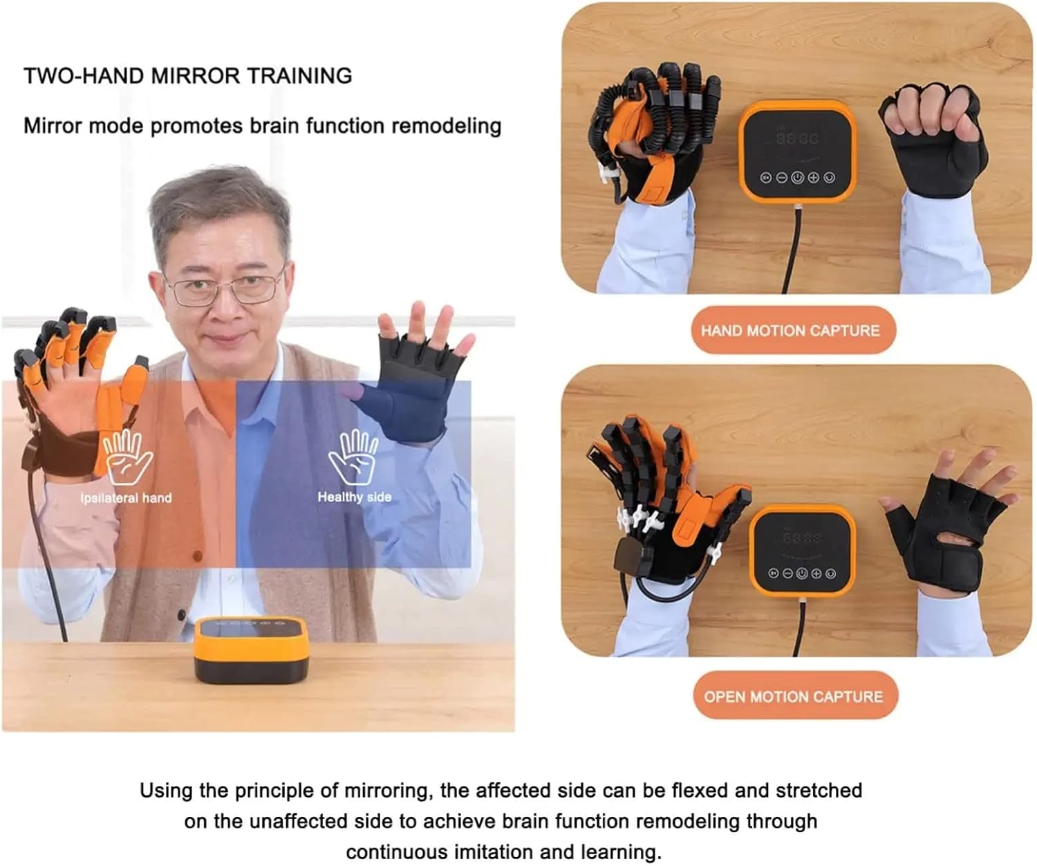 Rehabilitation Robot Gloves 1 Pair, AI Smart Chip Integrated Touch Screen Electric Rehabilitation Gloves, for Both Hand Function Recovery(Size:L Code,Color:Left+Right)