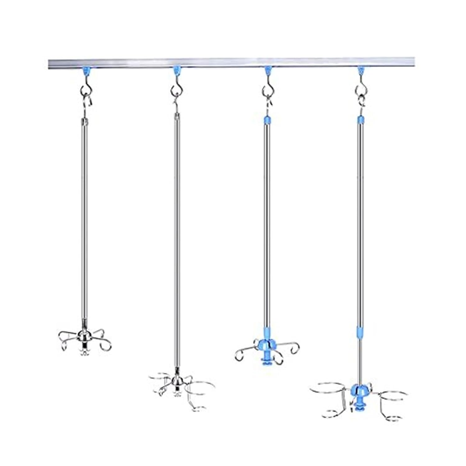 Iv Drip Stand with Pulley- Adjustable Height Rolling IV Pole for Ceiling Walls- Quiet IV Drip Equipment for Clinics and Nursing Homes (100-150cm)
