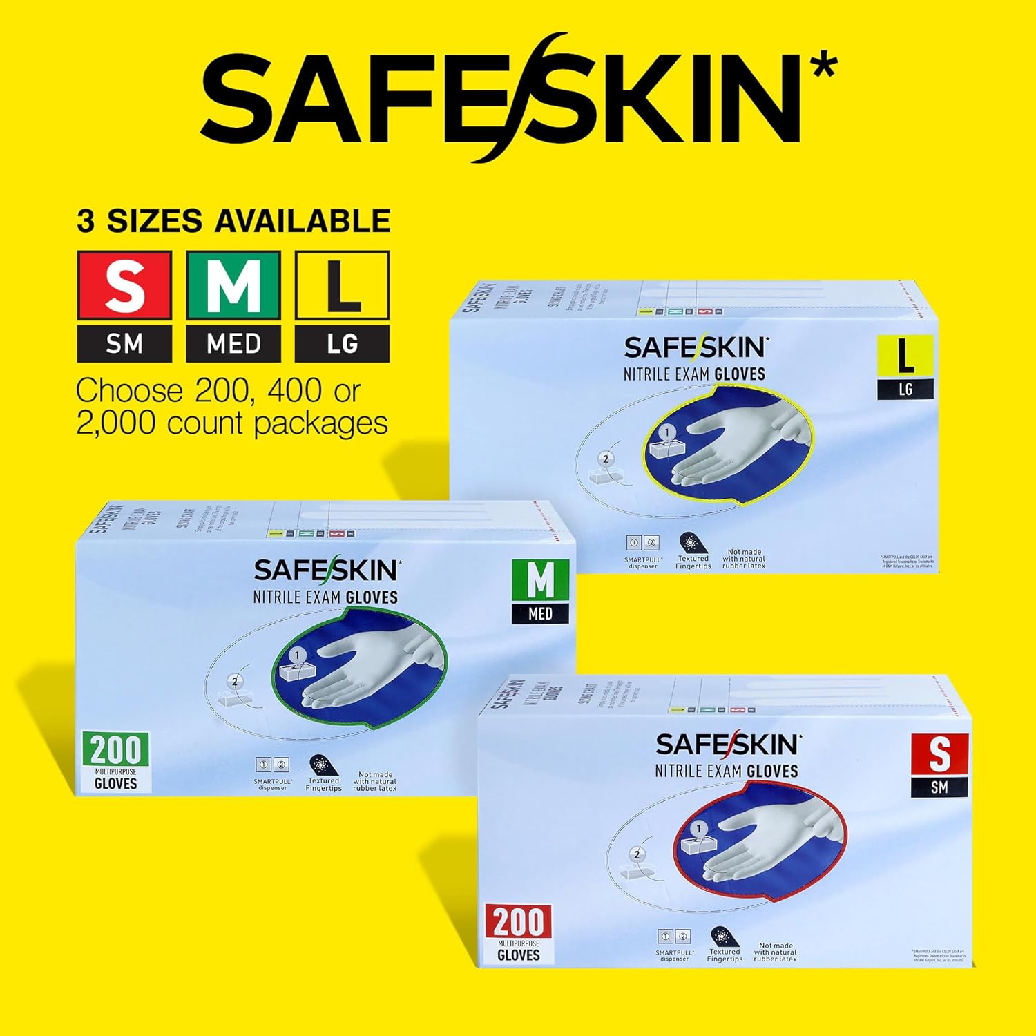 SAFESKIN Nitrile Exam Gloves Disposable - 3.5 Mil, Gray, Powder Free Gloves for Medical, Dental, Cleaning, Cooking