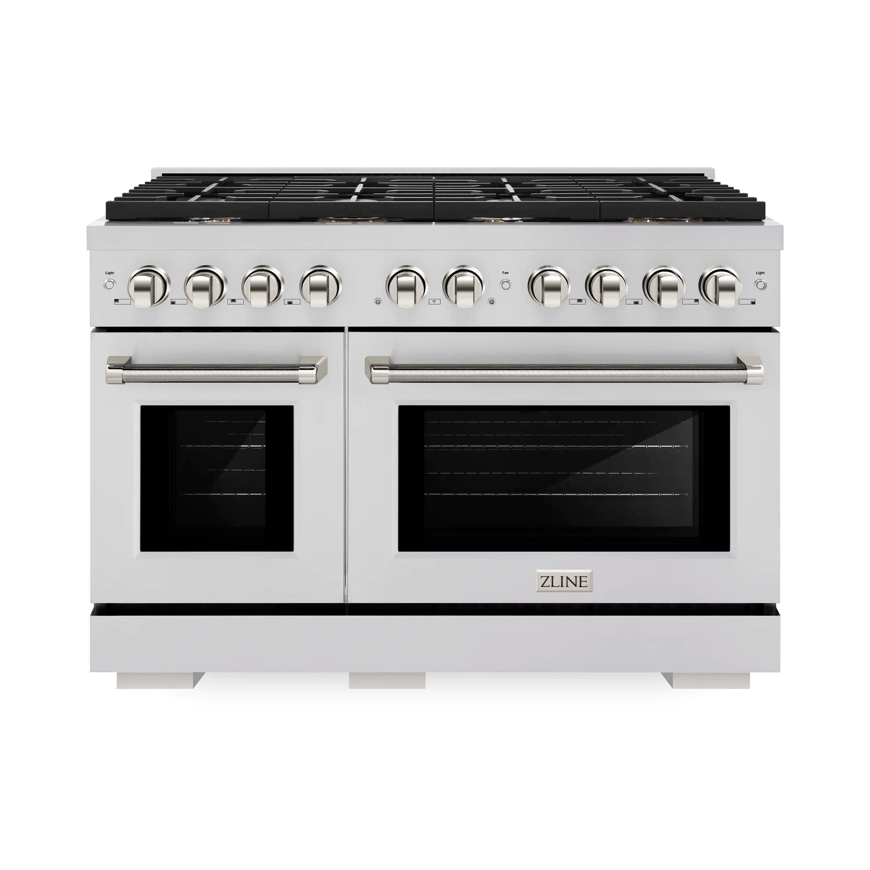 ZLINE Autograph 48-Inch Paramount Gas Range in Stainless Steel with Polished Nickel Helix Handles (SGRZ-48-KPN)