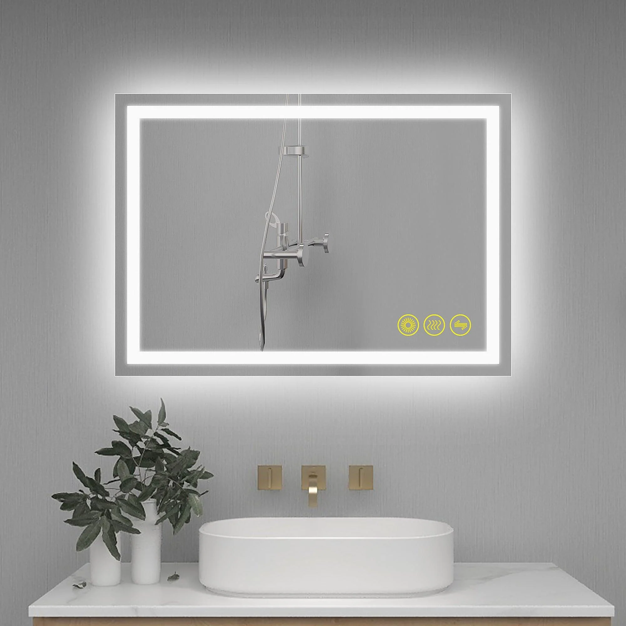 Parrot Uncle GlareGuard Anti-Fog Bathroom Led Mirror Backlit Illuminated Mirror Touch Switch Dimmable