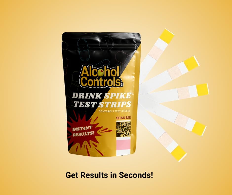 Alcohol Controls Pouch – Nightlife Safety Accessory with Beverage Check Strips | Portable & Easy to Use (5 Strips) (10)