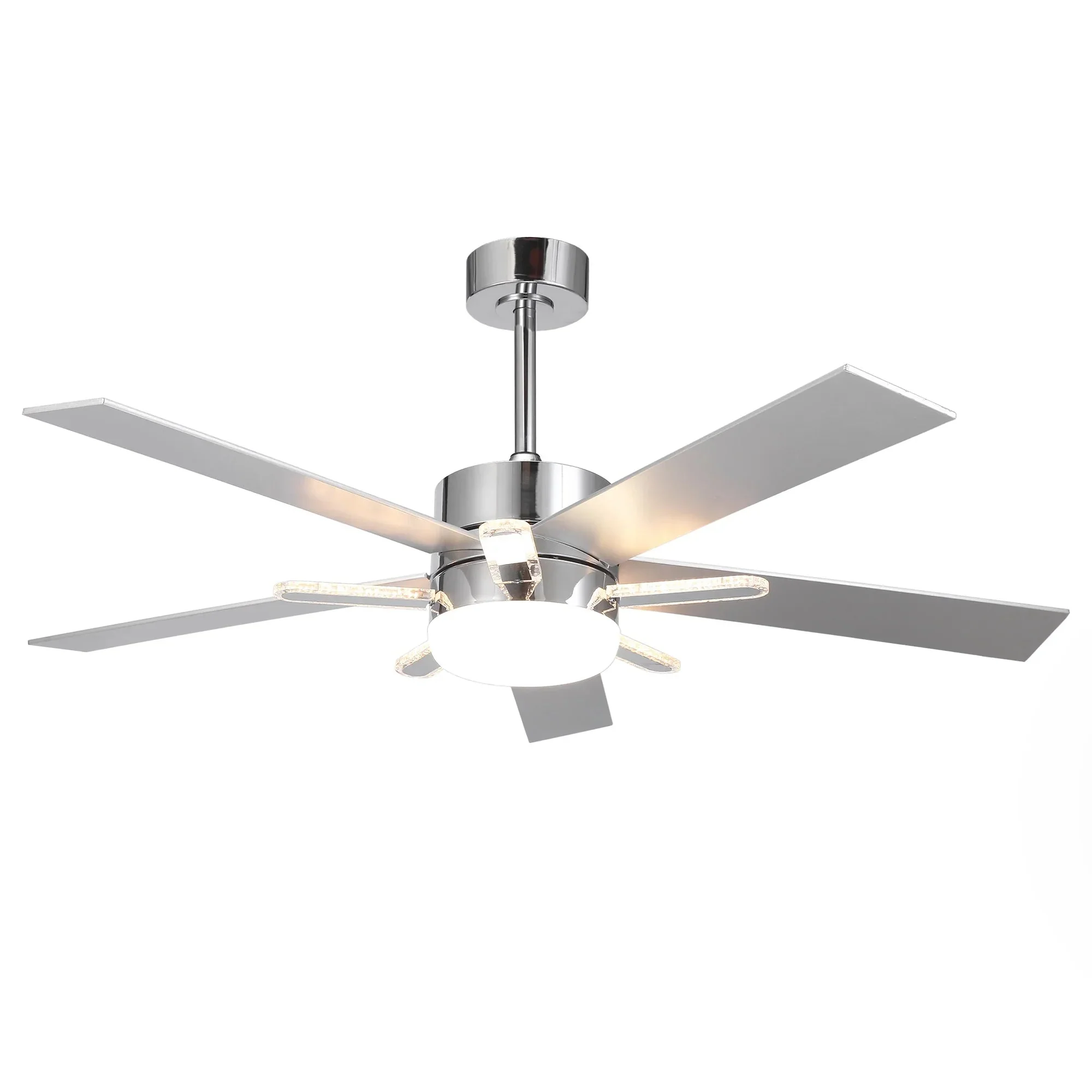 Parrot Uncle 52-Inch Double-sided Blades Modern Downrod Mount Ceiling Fan with Main/Side LED Light (F6013)