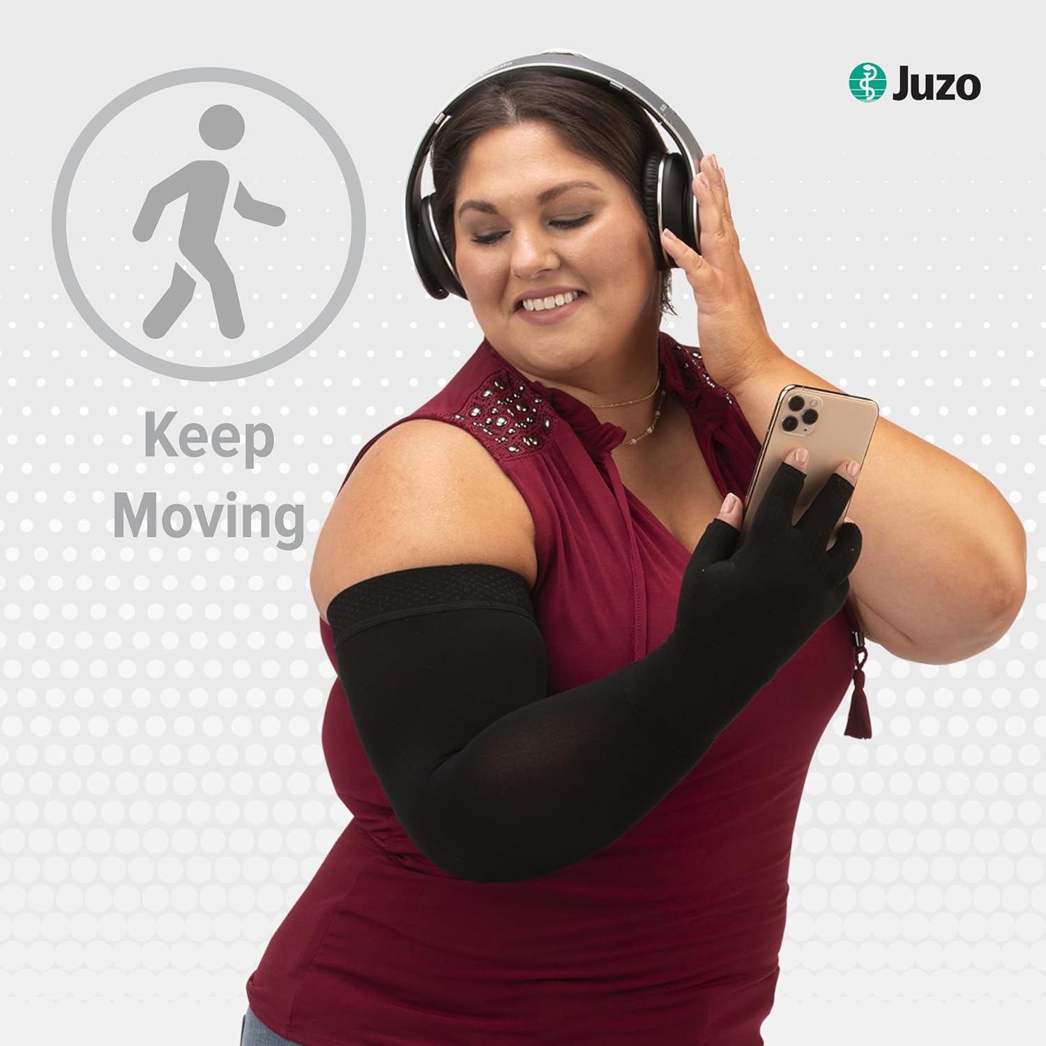 Juzo 2301 Seamless Compression Glove with Open Finger Slots, Black, X-Large