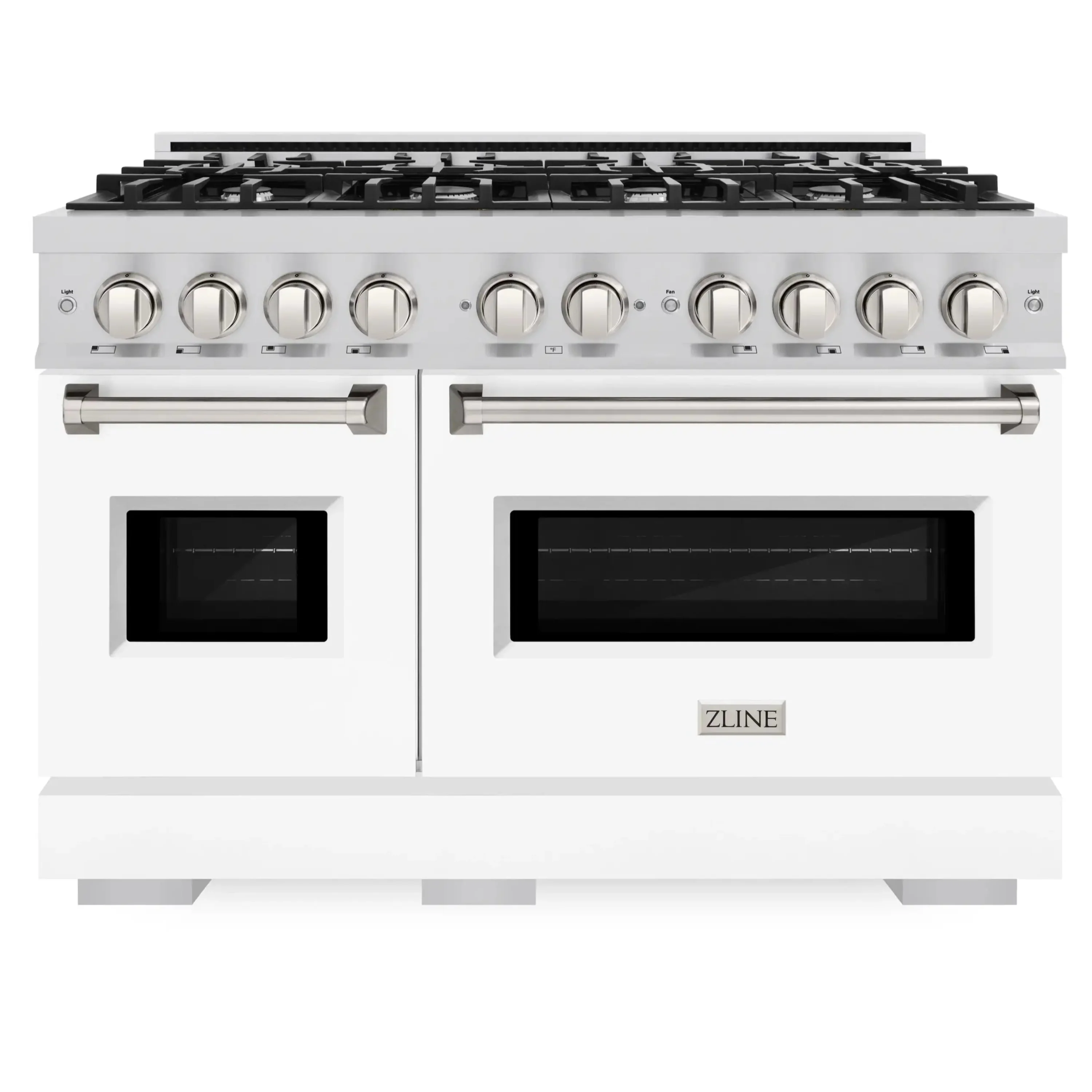ZLINE 48-Inch Classic Series Gas Range with 8 Gas Burner Cooktop and 6.7 Cu. Ft. Gas Convection Oven  in Stainless Steel with White Matte Doors (CGR-WM-48)