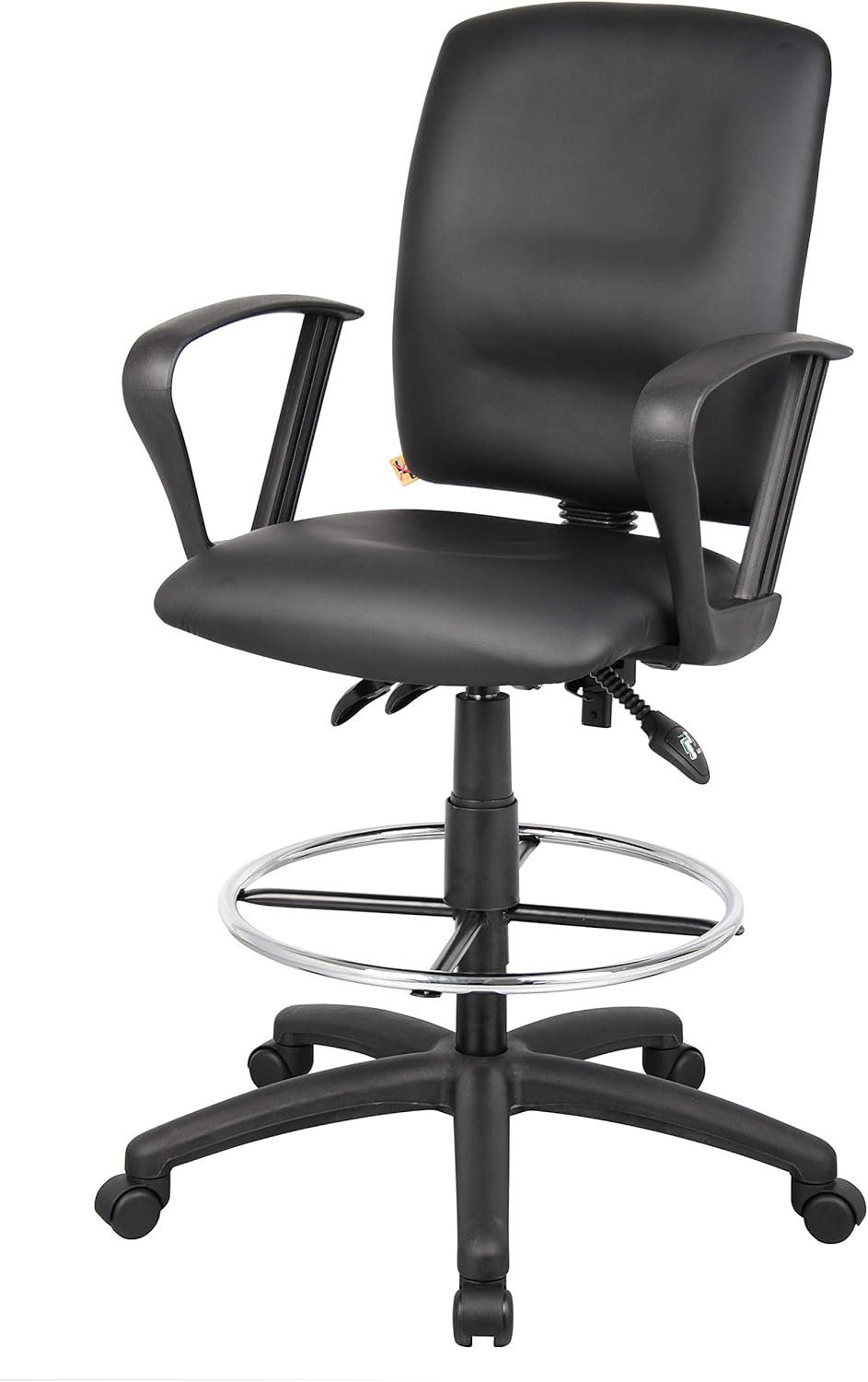 BOSS Multi-Function Leatherplus Drafting Stool with Loop Arms, Black (B1647)