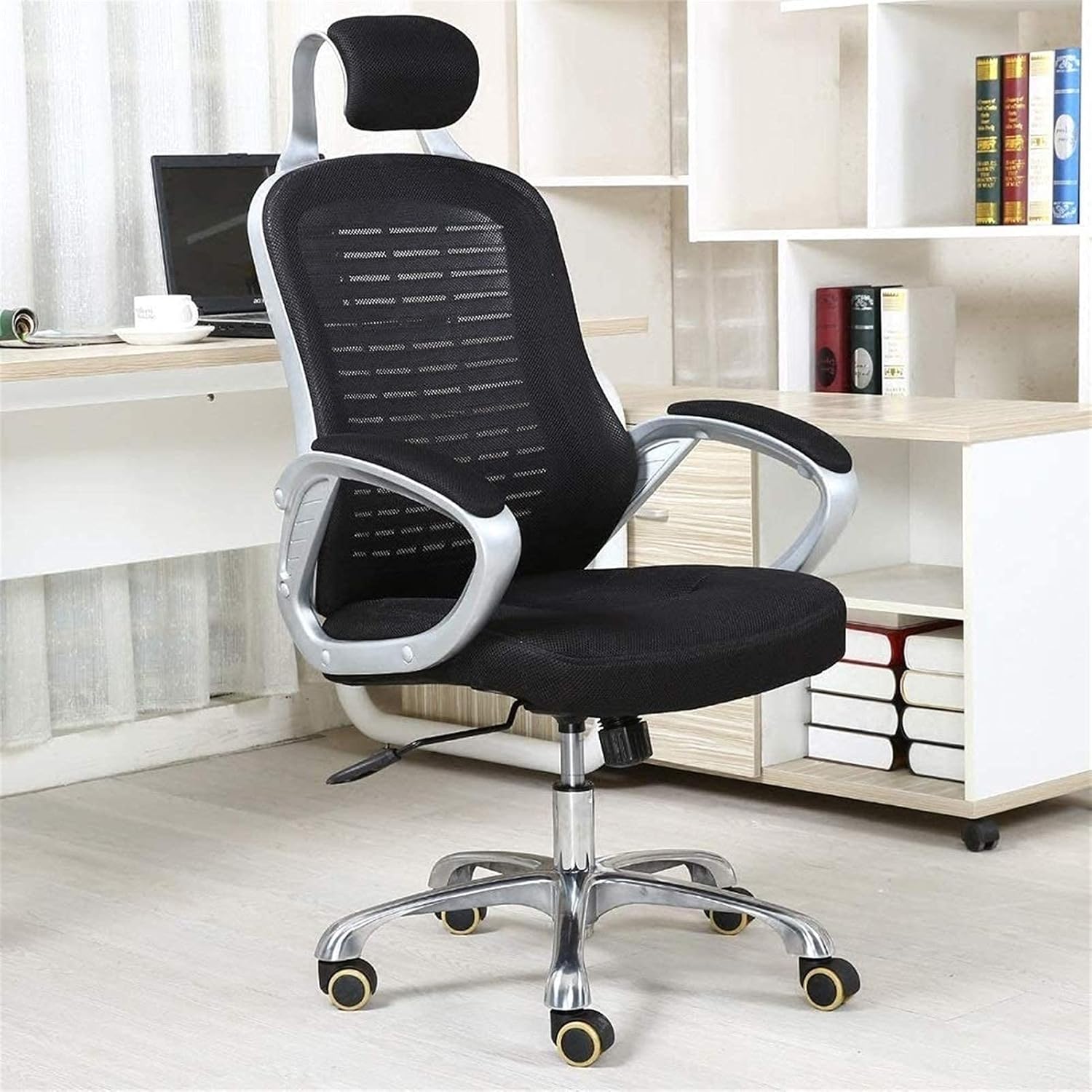 Home Work Chair Boss Chair Home Office Desk Chairs Video Game Chairs Mesh Adjustable Headrest Lumbar Support 3D Armrest Office Chair Dark Black Interesting to Pursue happin,