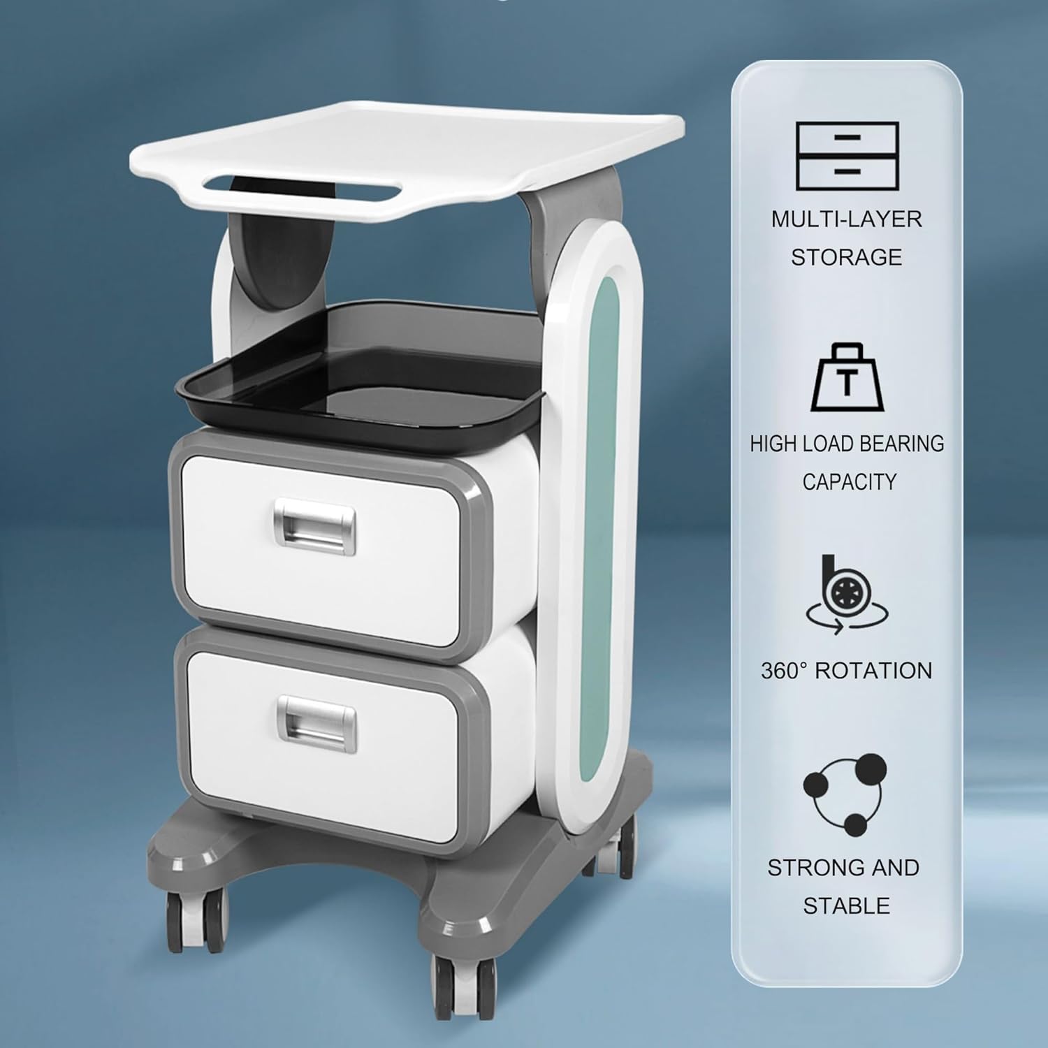 Medical Trolley Cart with Drawers and Wheels Professional Utility Cart for Home Bedroom Salon Lab Hospital Dental Office Clinic(L)