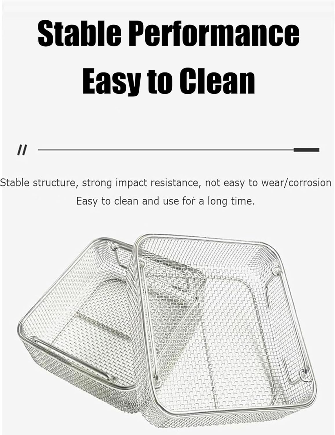Surgical Instrument Cleaning Basket,304 Stainless Steel Medical Sterilization Tray, Medical Tray,for Hospitals,Dental Clinics, Medical Use(19.69x9.84x3.94in)