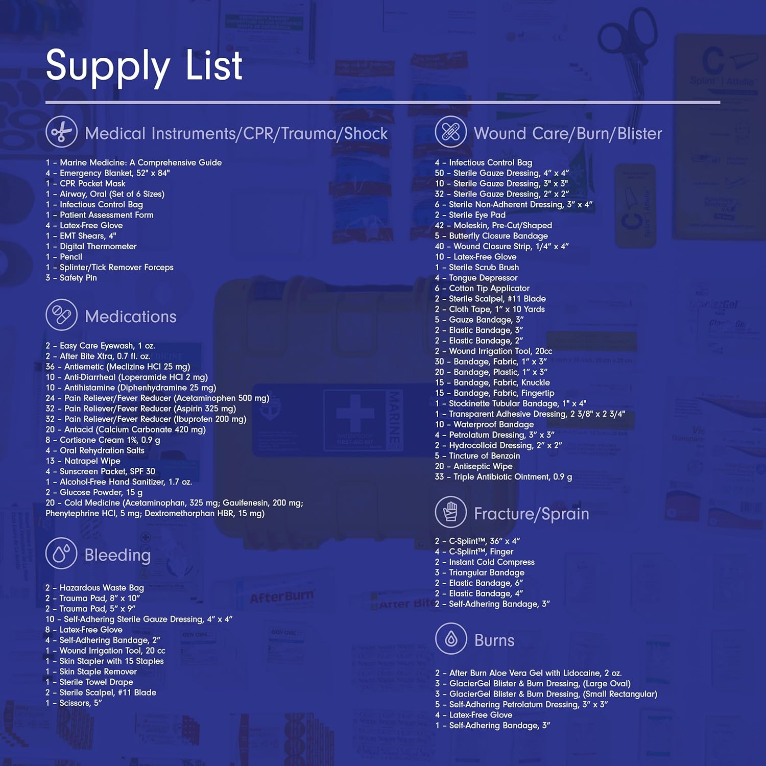 Adventure Medical Kits Marine Series Medical Kit - 3500 - Boat First Aid Kit For Large Crews 24 Hours From Care - Includes Emergency Medical Supplies Like Bandages, Medicine, Guide Book & More