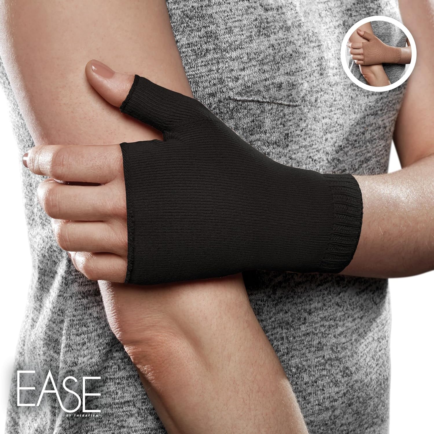Ease Opaque Lymphedema Gauntlet - Small - Black - 30-40 mmHg