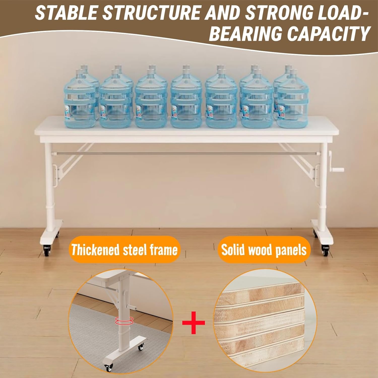 Over The Bed Table with Wheels,Adjustable Height Rolling Bed Desk - Mobile Laptop Cart for Home Office,Hospital, Bedroom Work,Fits King Size Beds