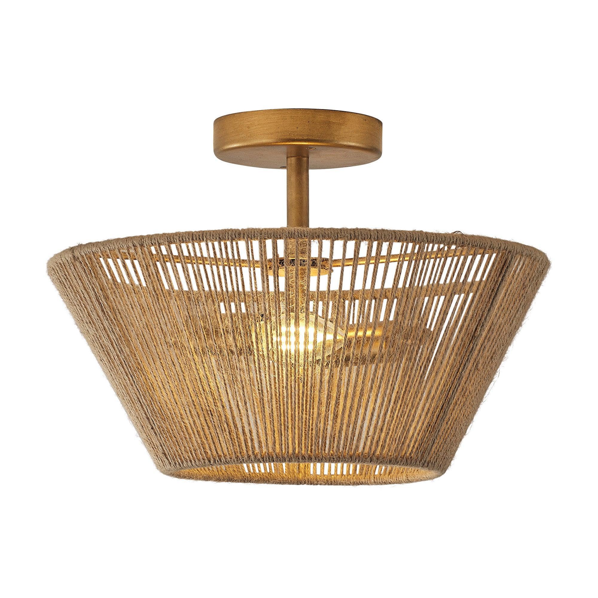 Parrot Uncle Farmhouse 2-Light Flush Mount Lighting with Rattan Rope (BBW9636-2)