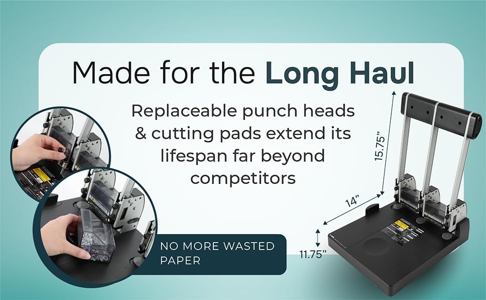 CARL, XHC-150N, Heavy Duty 3-Hole Punch – 150 Sheet Capacity, Precision Alignment, Ergonomic Handle, Jam-Free Steel Construction – Professional Paper Punch for Office, School, or Binder Use.