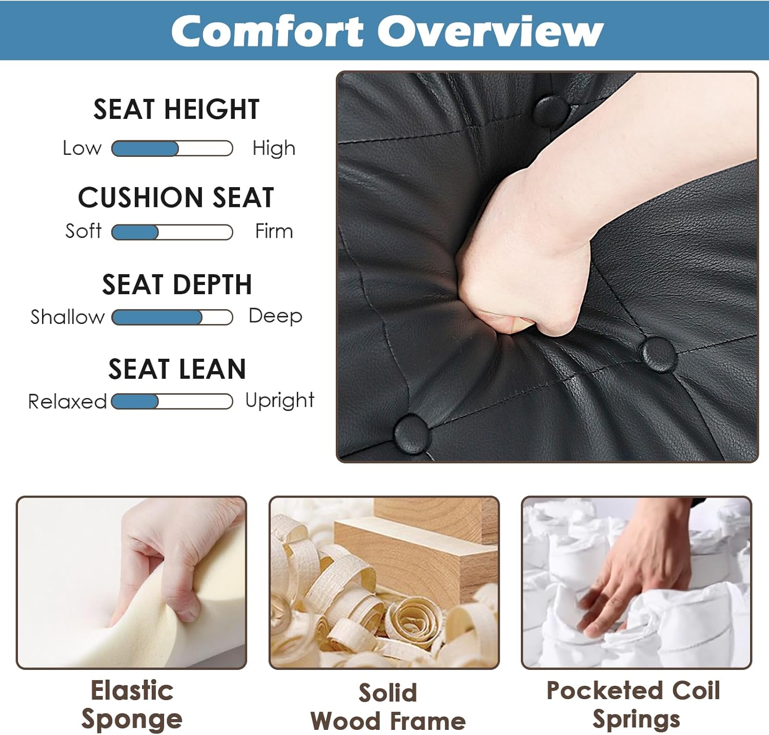 STHOUYN Living Room Arm Chairs Set of 2, Black Faux Leather Accent Chair, Waiting Room Chairs, Office Reading Chair for Guest (2, Black)