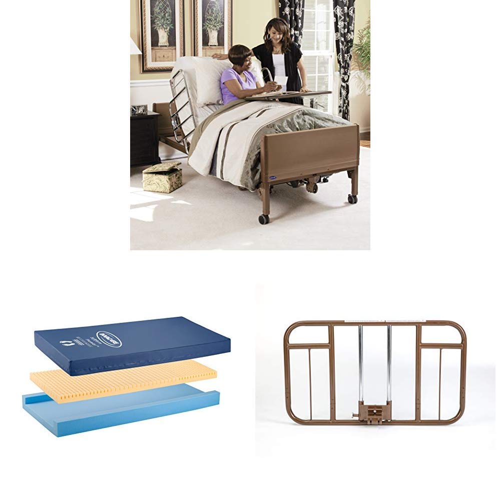 Invacare Homecare Bed Bundle Softform Premier Mattress & Half Length Bed Rails Full-Electric Hospital Bed for Home Use
