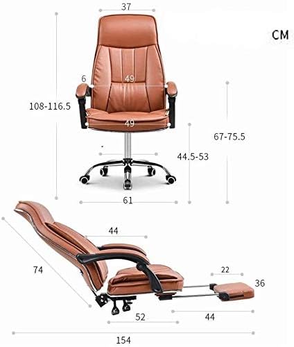 High-Back Leather Executive Swivel Adjustable Swivel Office Desk Chair with Armrests Lumbar Support Desk Ergonomic Chair Boss Chair Computer Chair Leather Chair Home Swivel,Pedal
