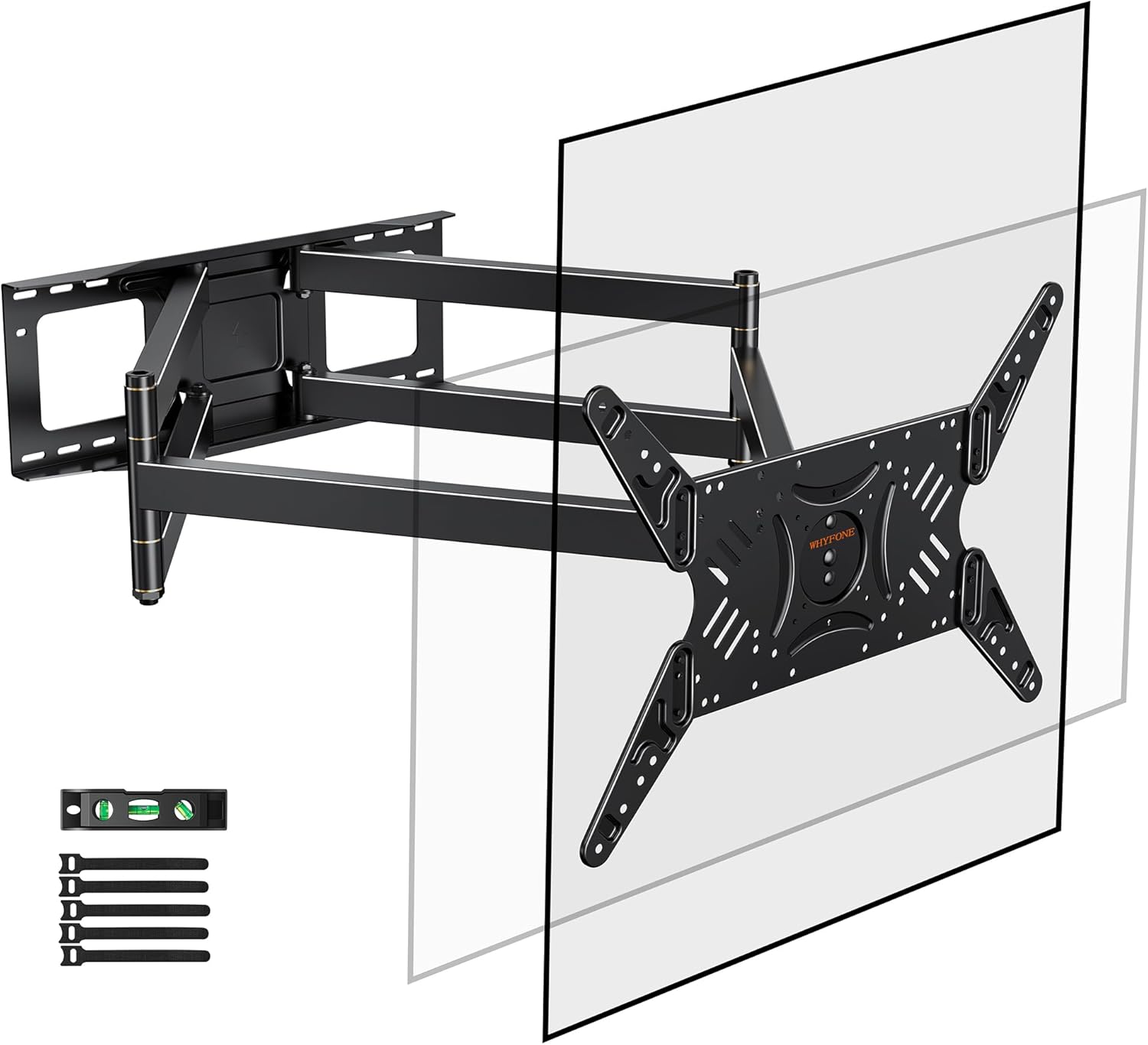 Rotating TV Wall Mount 180° Landscape to Vertical, Heavy Duty Long Arm TV Wall Mount Full Motion with 43 inch Extension for 42 to 77,80,85,86,90 inch Screen 132 lbs, Max VESA 600x400mm,16-24