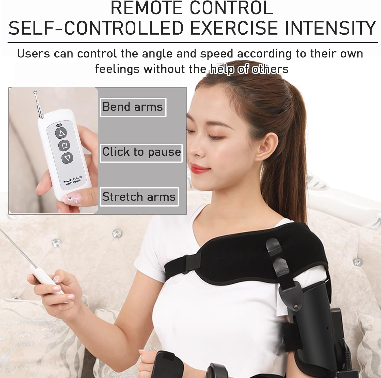 Arm Rehabilitation Device | Elbow Joint Rehabilitation Training Device | Hinged Elbow Brace | Arm Exerciser with Remote Control & Intelligent Timing(Left)