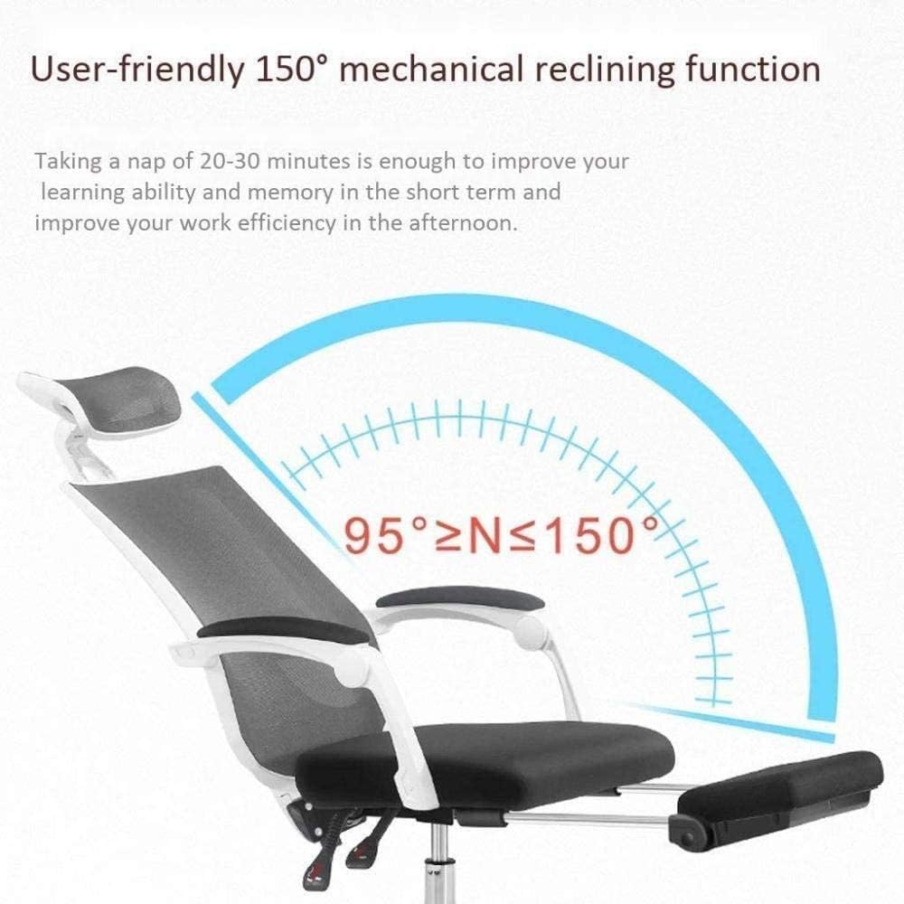 Mesh Office Chair Ergonomic Office Chair Computer Desk Chair, Mesh Seat and Back, Wide Headrest, Adjustable Lumbar Support and 3D Armrest (D One Size)