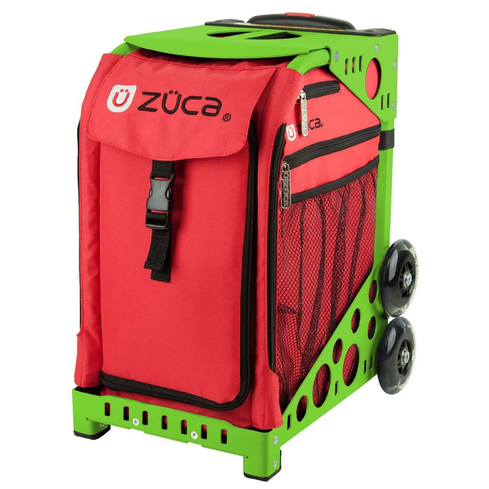 Zuca Chili Insert Bag & Green Frame with Flashing Wheels