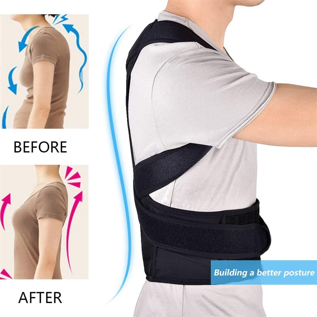 Back Waist Posture Adjustable Adult Belt Trainer Shoulder Lumbar Brace Spine Support Vest(L)