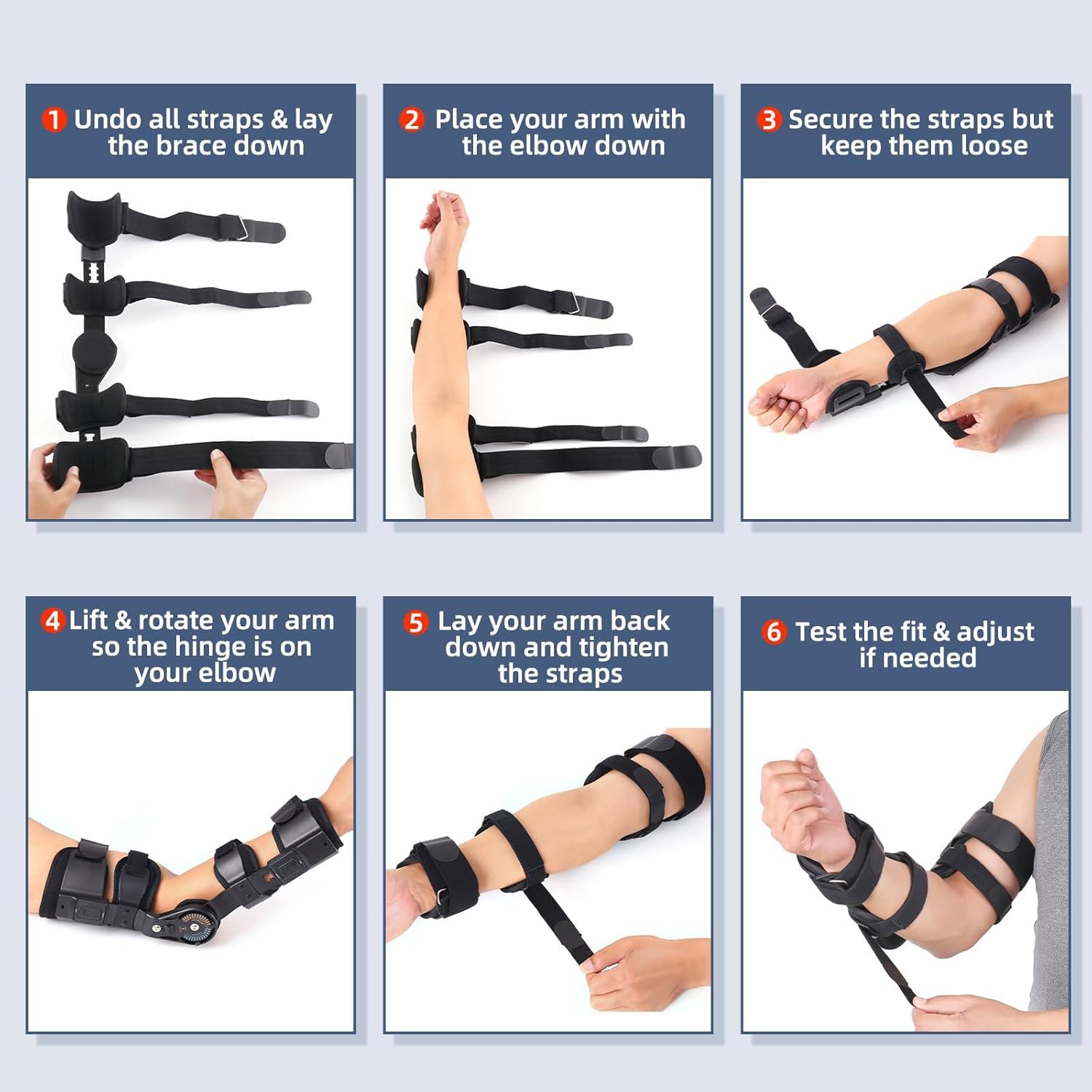 Hinged Adjustable Elbow Brace Post Surgical Rom Elbow Brace Arm Injury Post Surgery with Sling Stabiliser Splint (Color : Right arm)